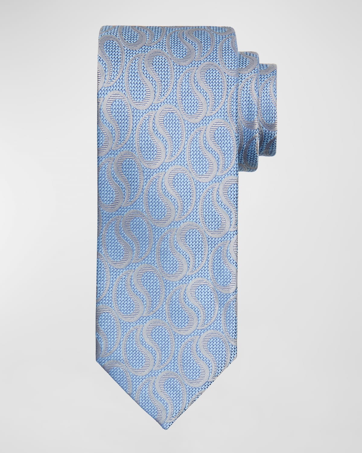 Brioni Men's Silk-linen Jacquard Paisley Tie In Pearl