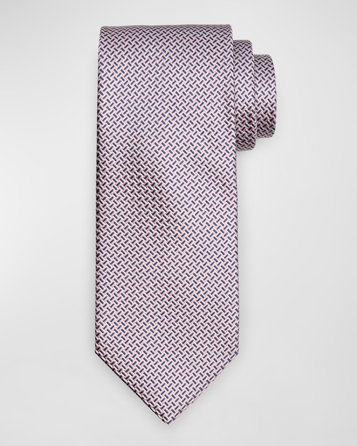 Brioni Men's Silk Jacquard Basketweave Tie In Pinkgrey