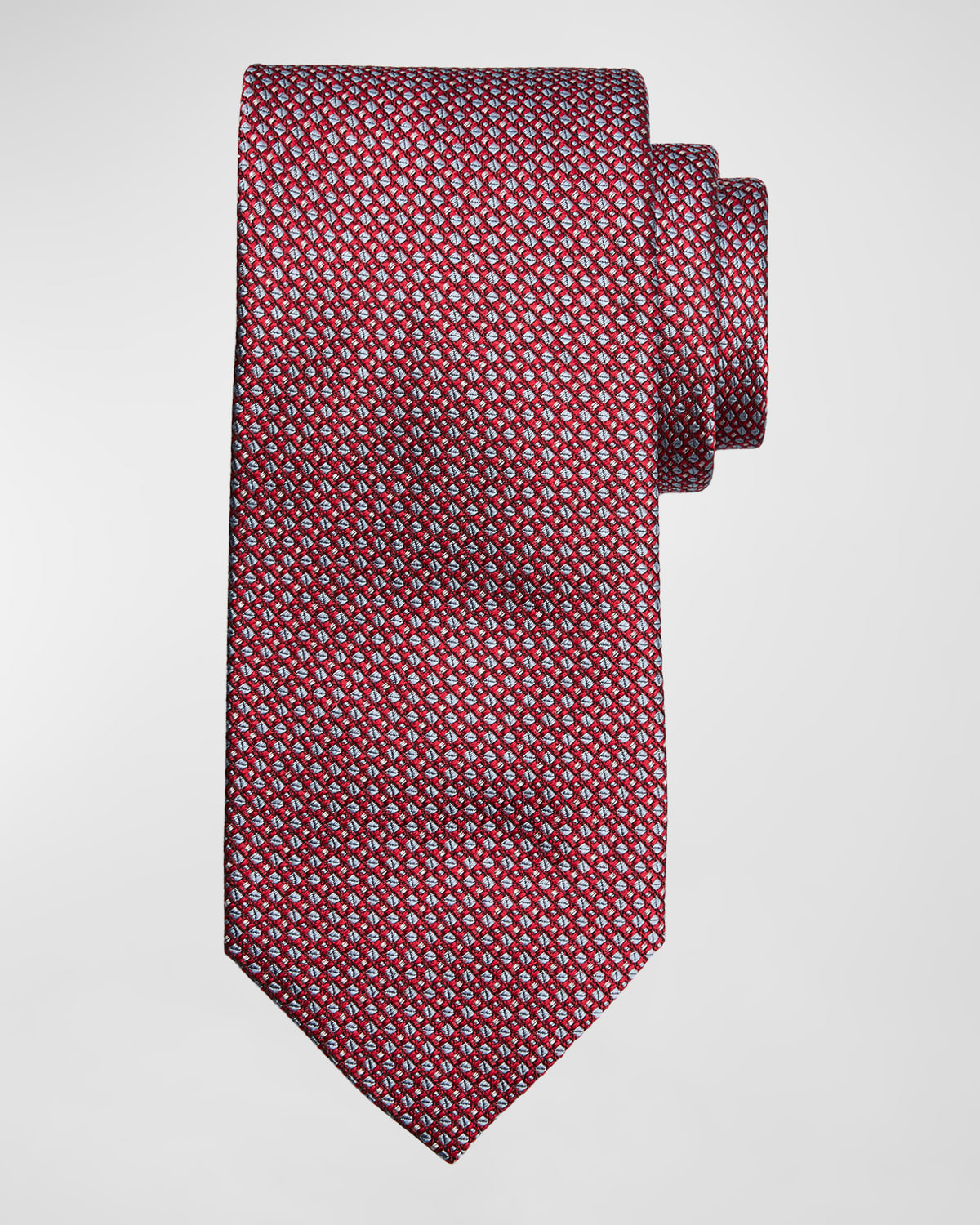 Shop Brioni Men's Silk Jacquard Micro-neat Tie In Flannel