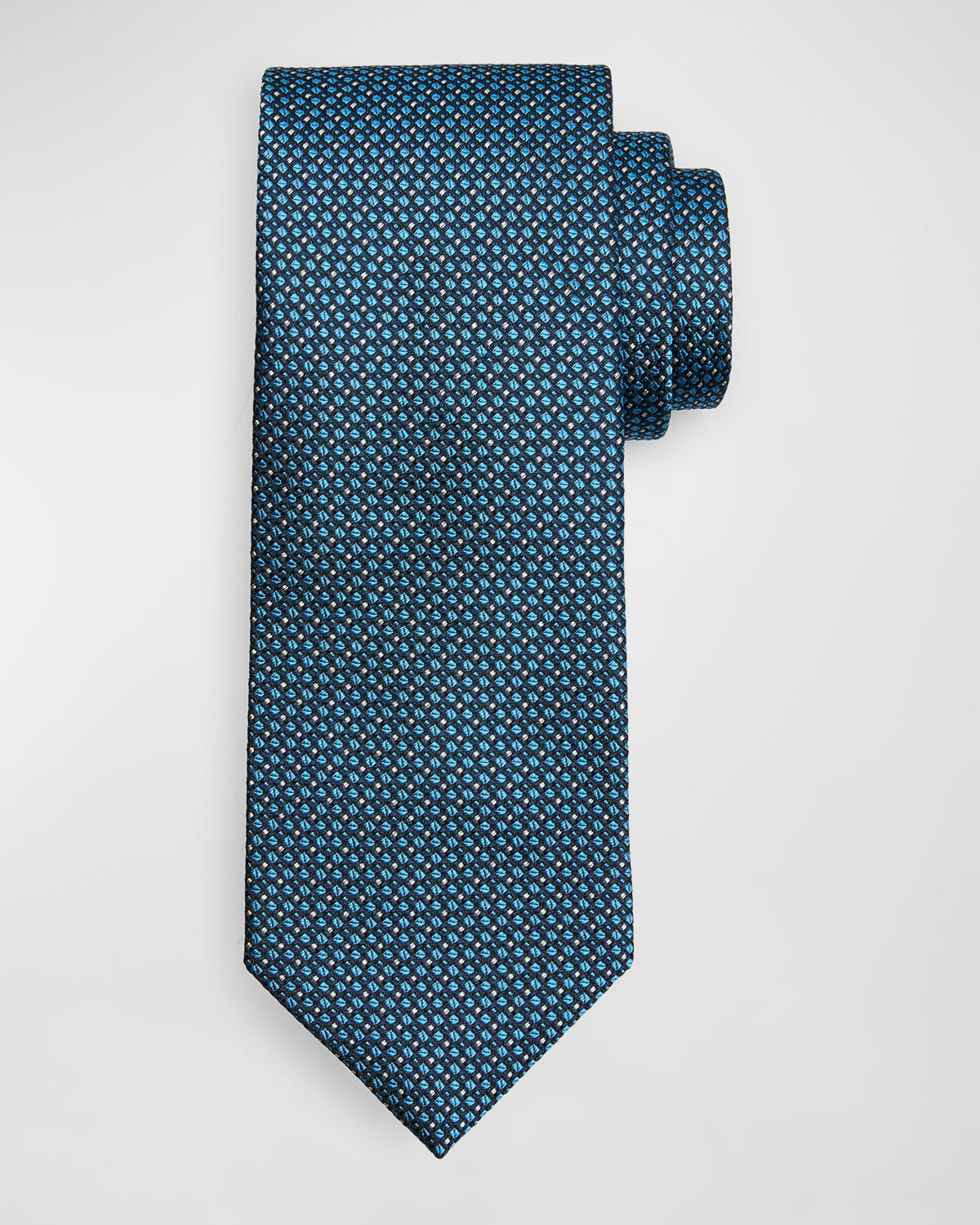 Brioni Men's Silk Jacquard Micro-neat Tie In Midnight Lbue