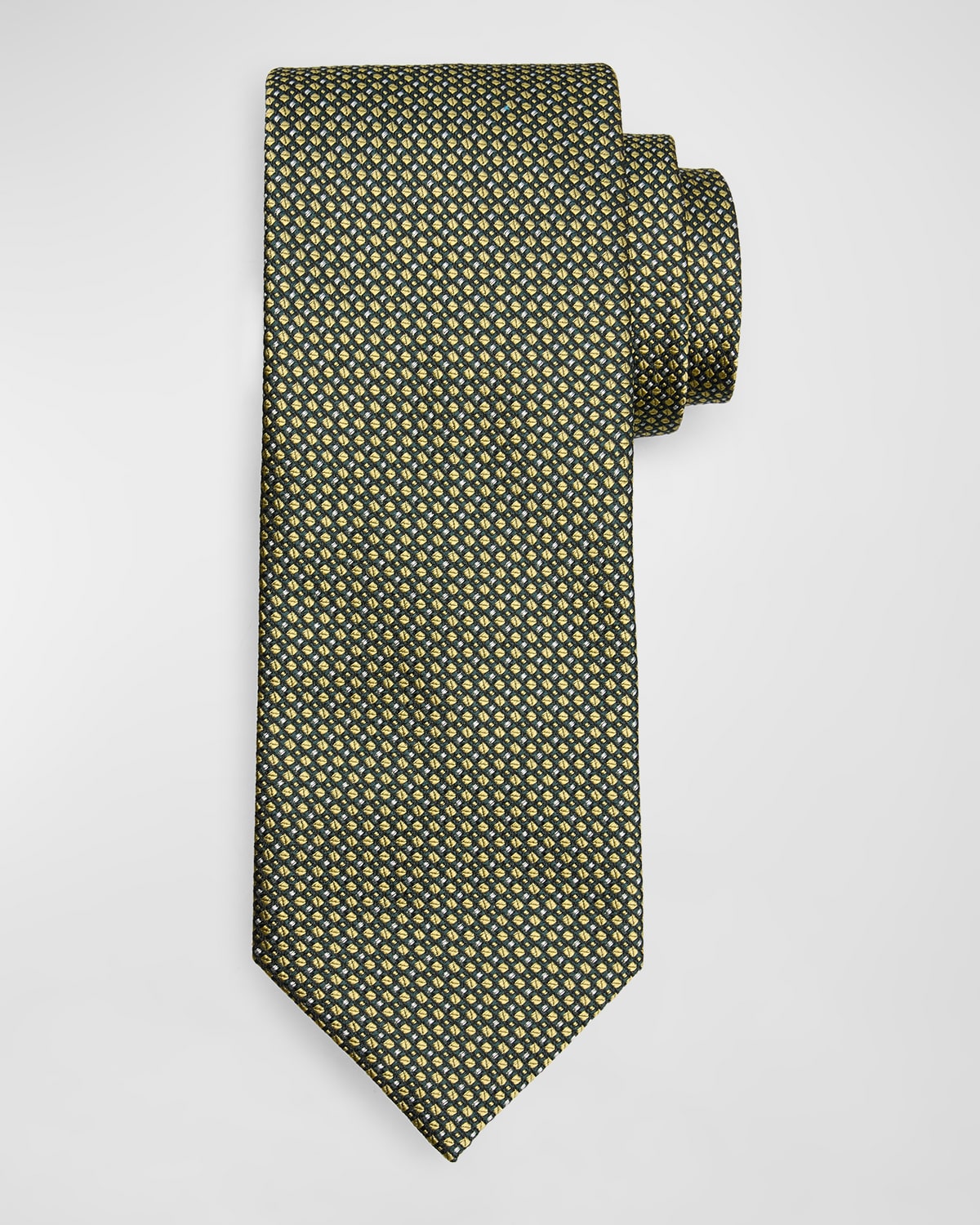 Brioni Men's Silk Jacquard Micro-neat Tie In Lemon
