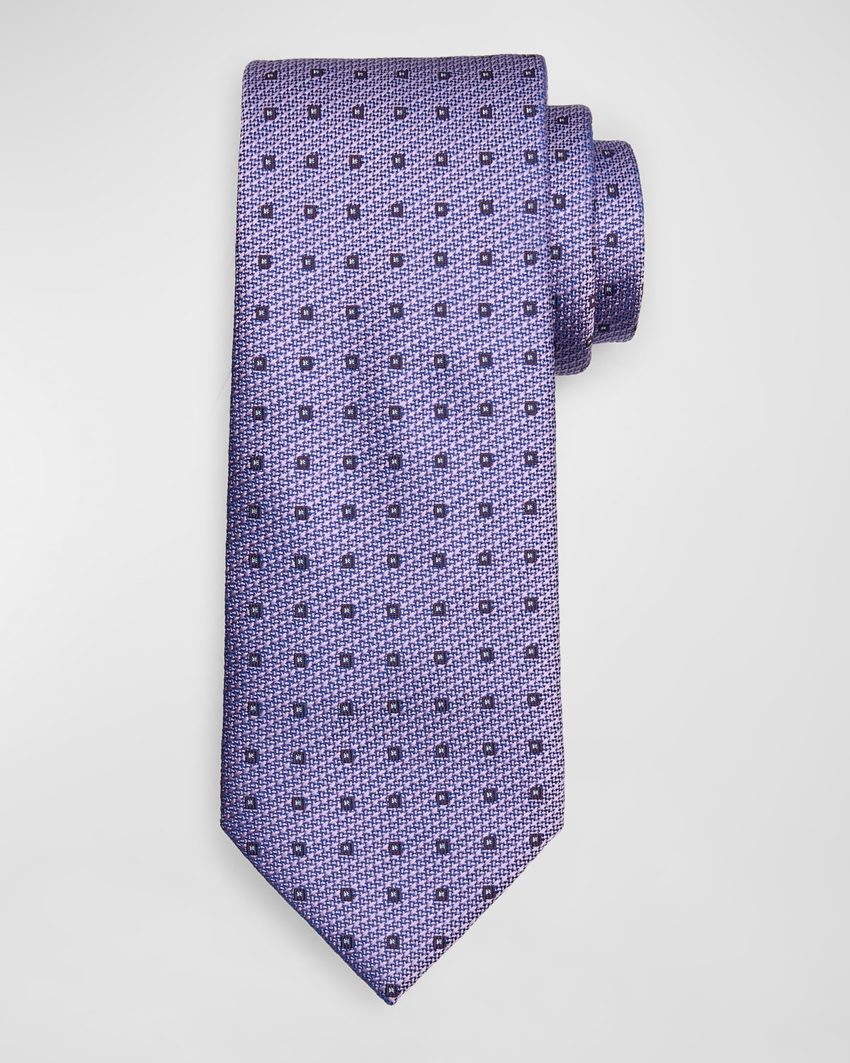 Brioni Men's Silk Jacquard Micro-box Tie In Lilac