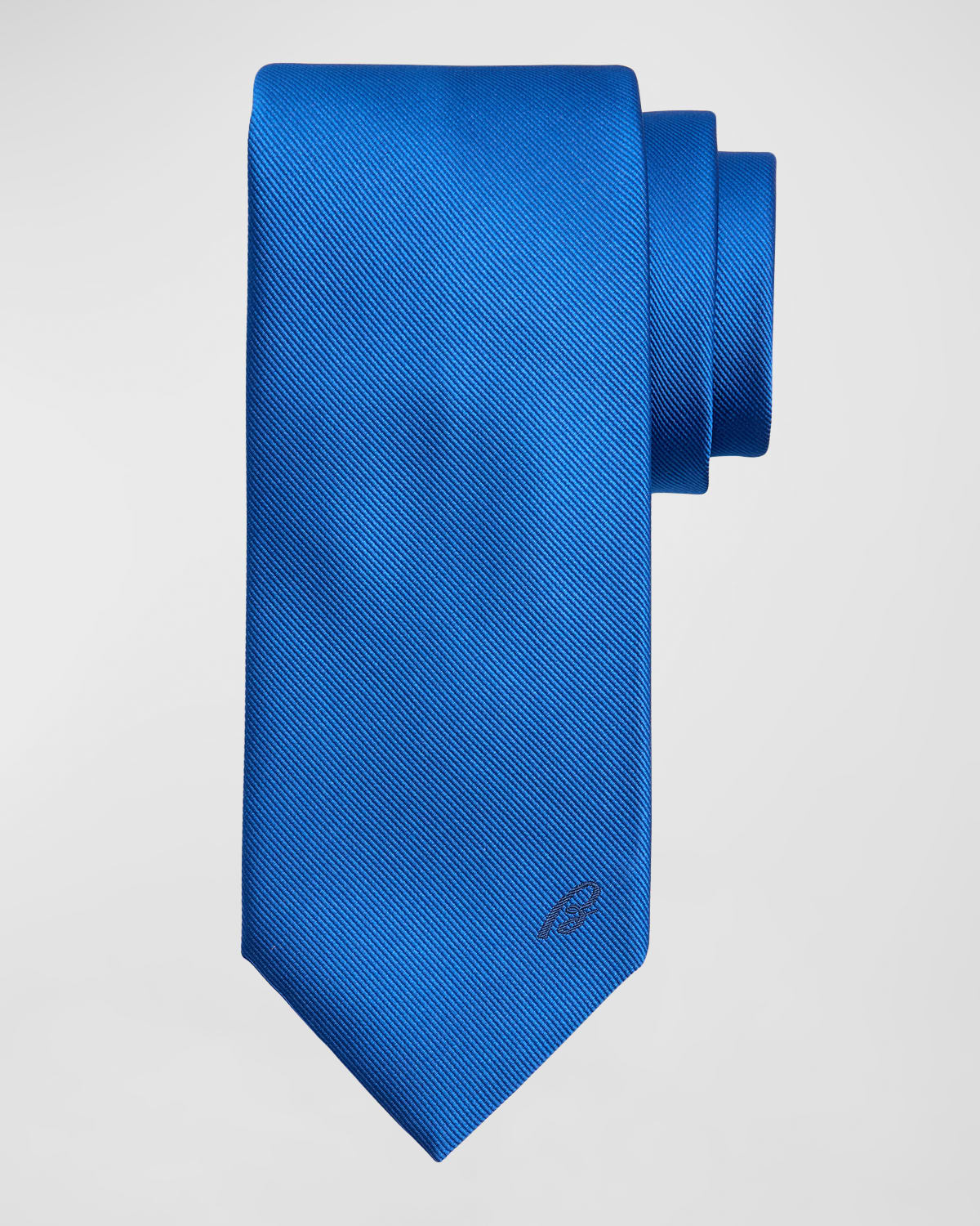 Shop Brioni Men's B-embroidered Silk Twill Tie In Bluette