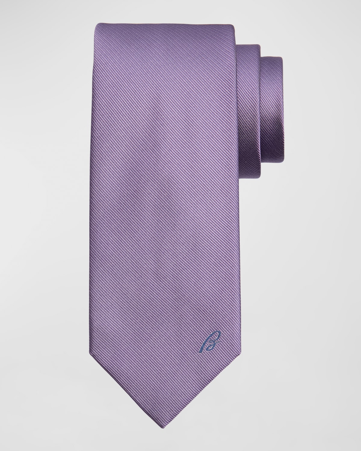 Shop Brioni Men's B-embroidered Silk Twill Tie In Parma Violet