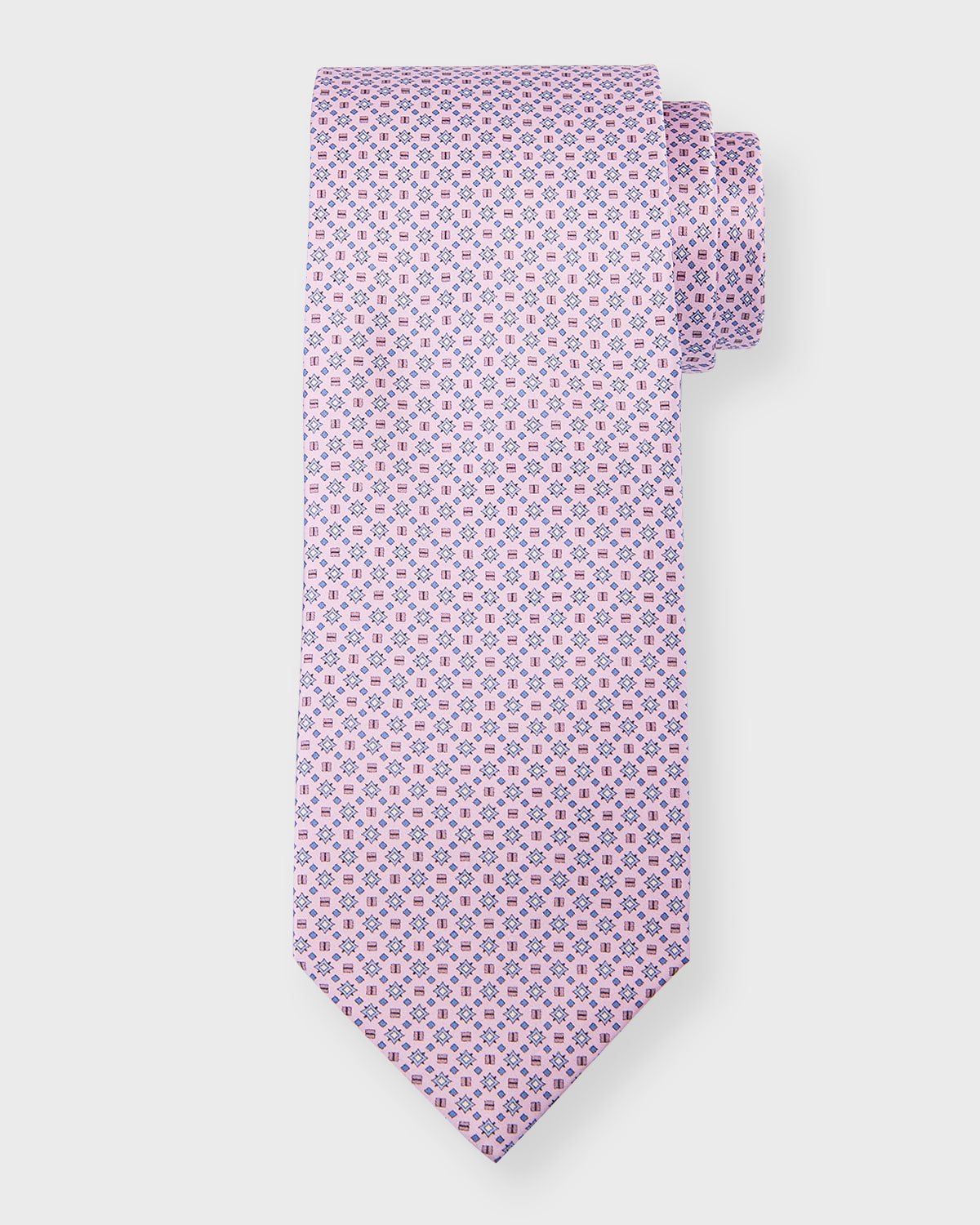 Brioni Men's Silk Micro-medallion Tie In Pinkgrey