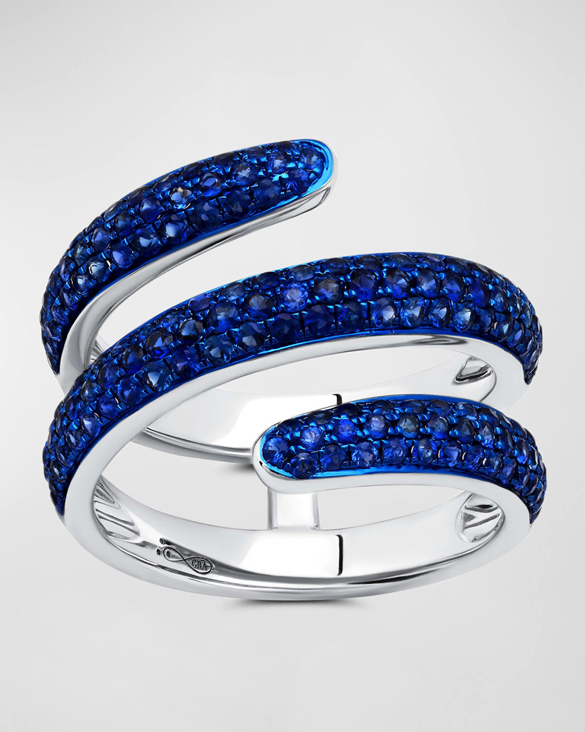 Blue Rhodium and Blue Sapphire Coil Ring