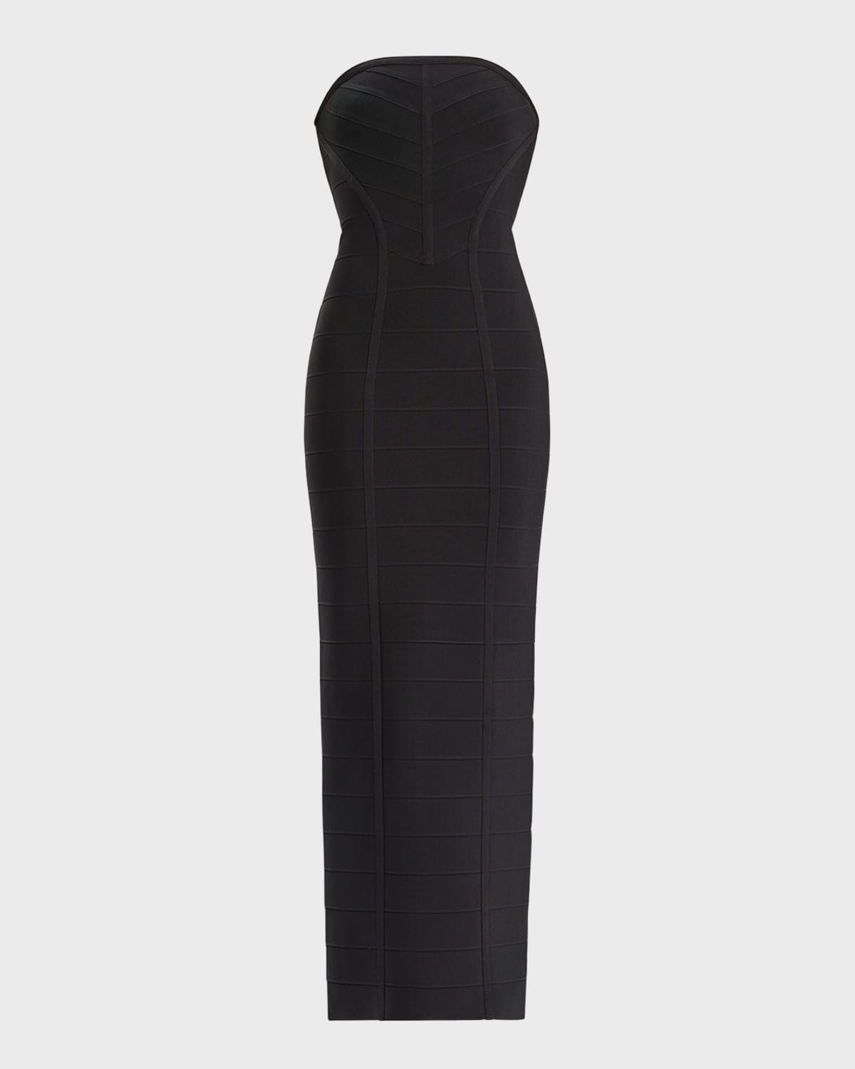 Shop Herve Leger Icon Chevron Strapless Bustier Gown In Black 001