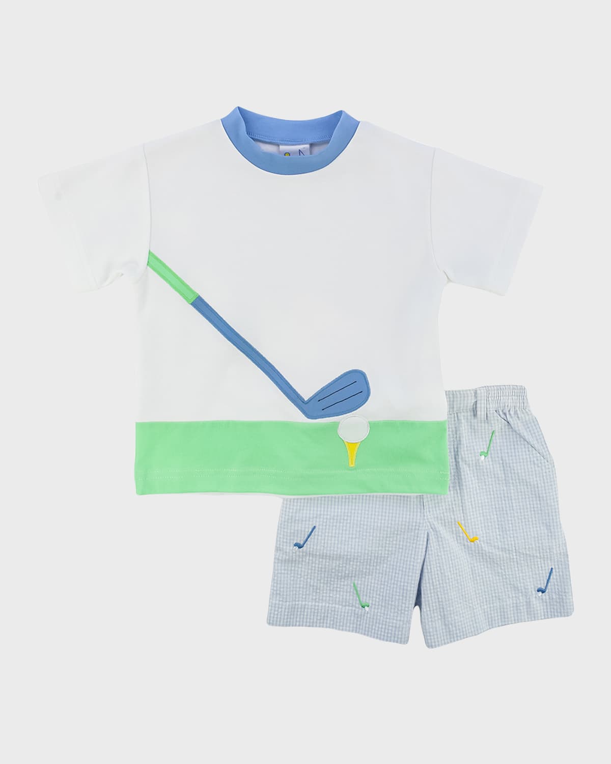 Boy's Seersucker Shorts W/ Golf Club T-Shirt, Size 2-4T