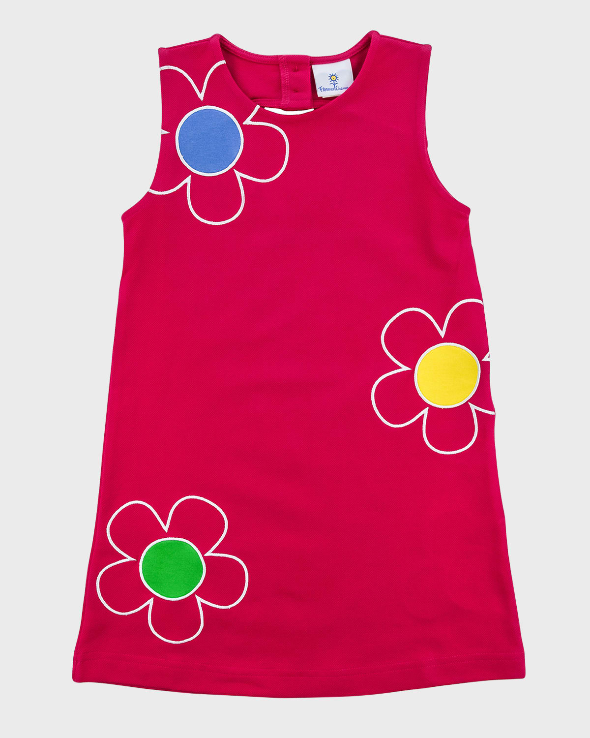 Girl's Knit Pique Dress W/ Large Flowers, Size 2-6X