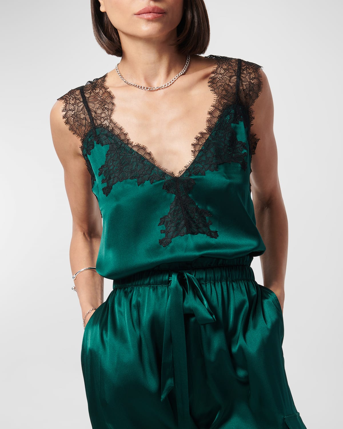 Cami Nyc Lauren Silk Lace Cami In Pine