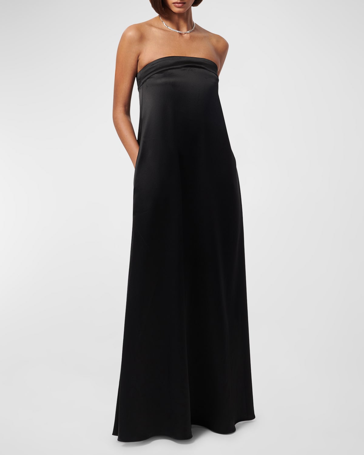 Shop Cami Nyc Marsia Fluid Strapless Gown In Black