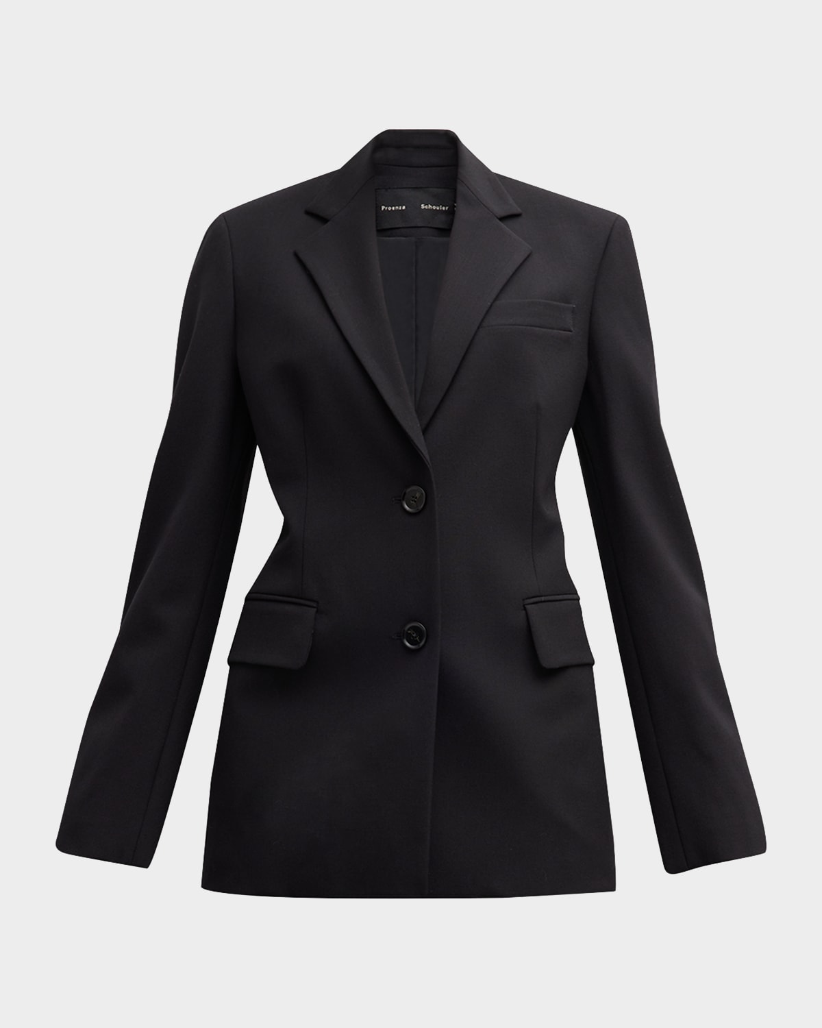 Shop Proenza Schouler Eva Tropical Wool Blazer Jacket In Black