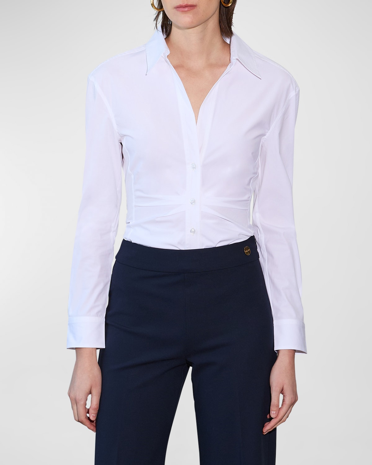 Callas Milano Savile Button-down Silk Twill Scarf Shirt In White