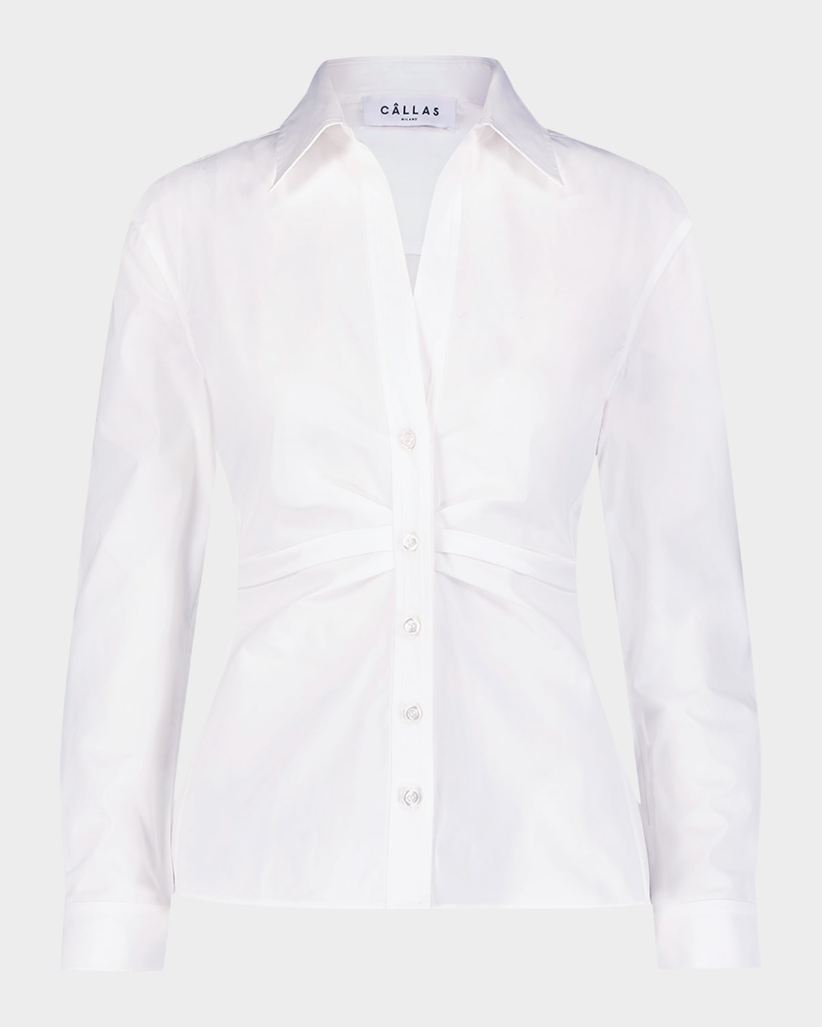 Callas Milano Savile Button-down Silk Twill Scarf Shirt In White