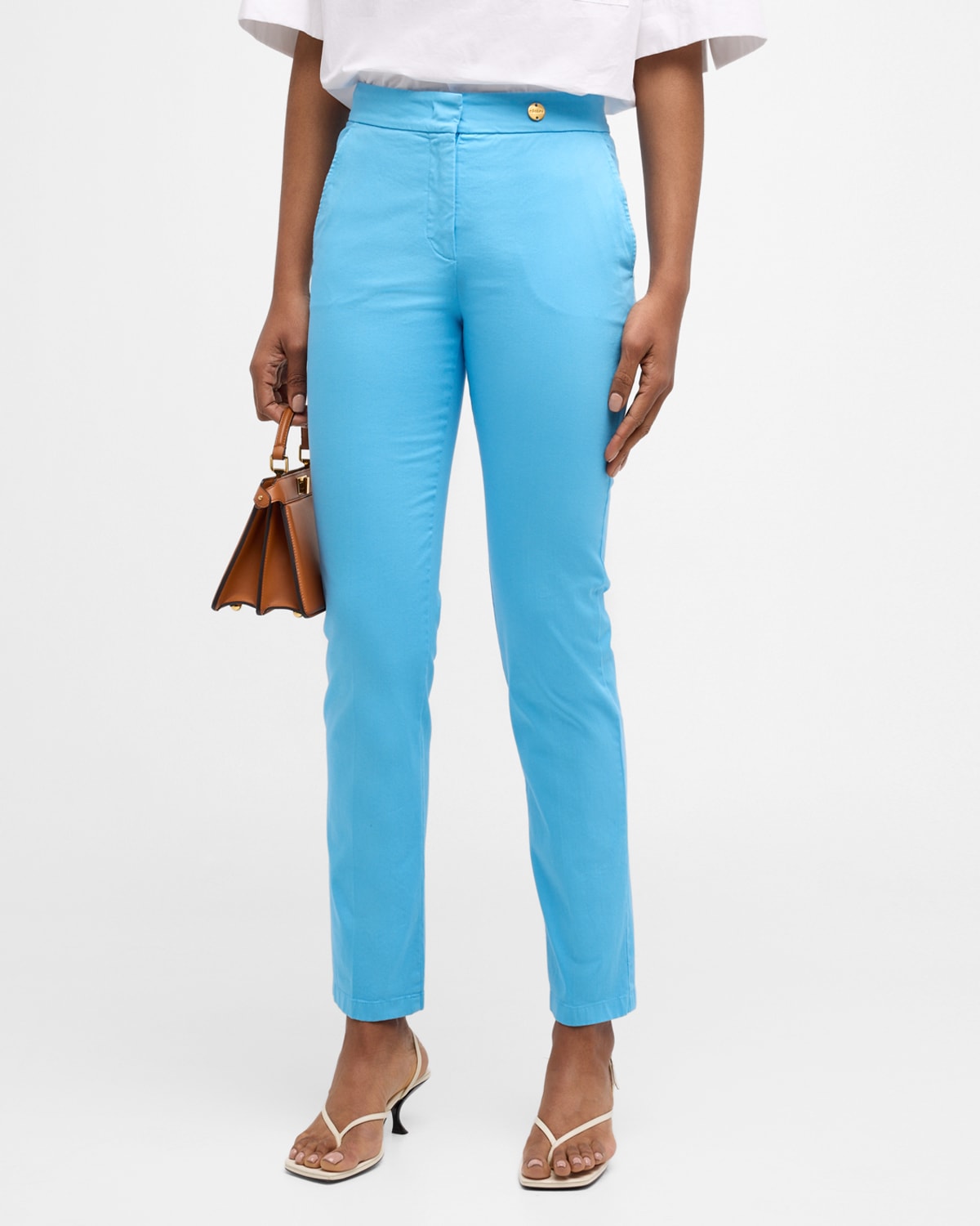 Callas Milano Mercer Cropped Mid-rise Skinny Trousers In Cornflower