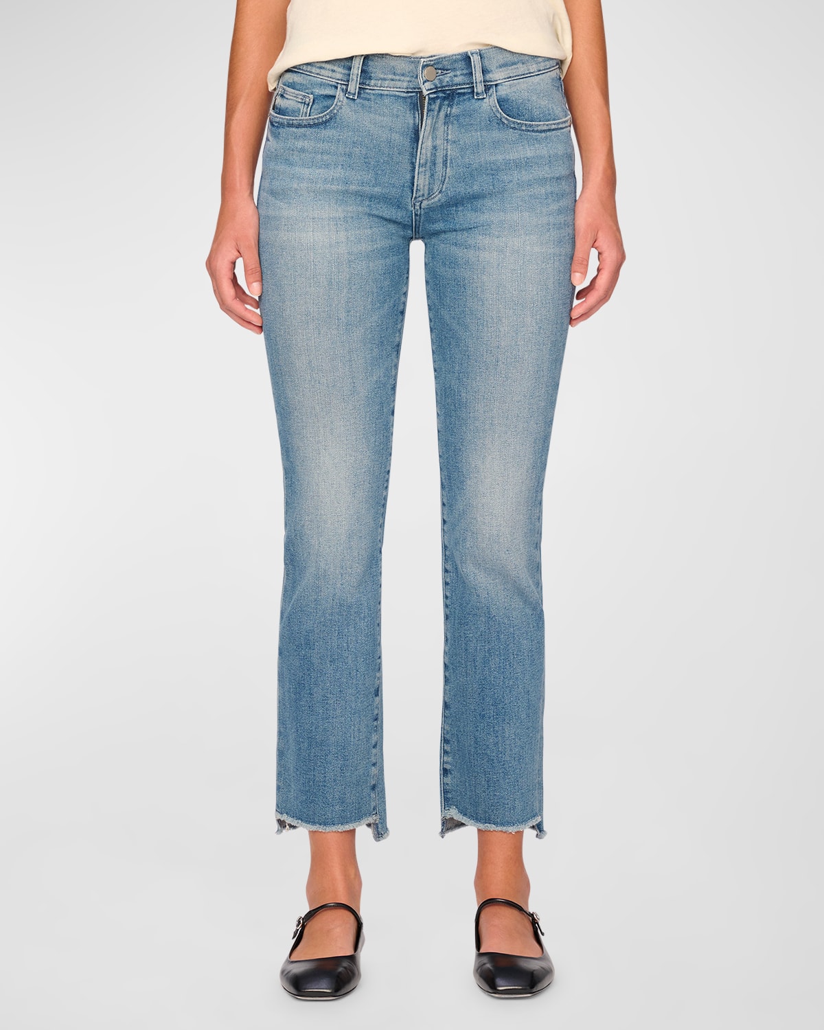 Shop Dl1961 Mara Straight Mid-rise Ankle Jeans In Blue Current
