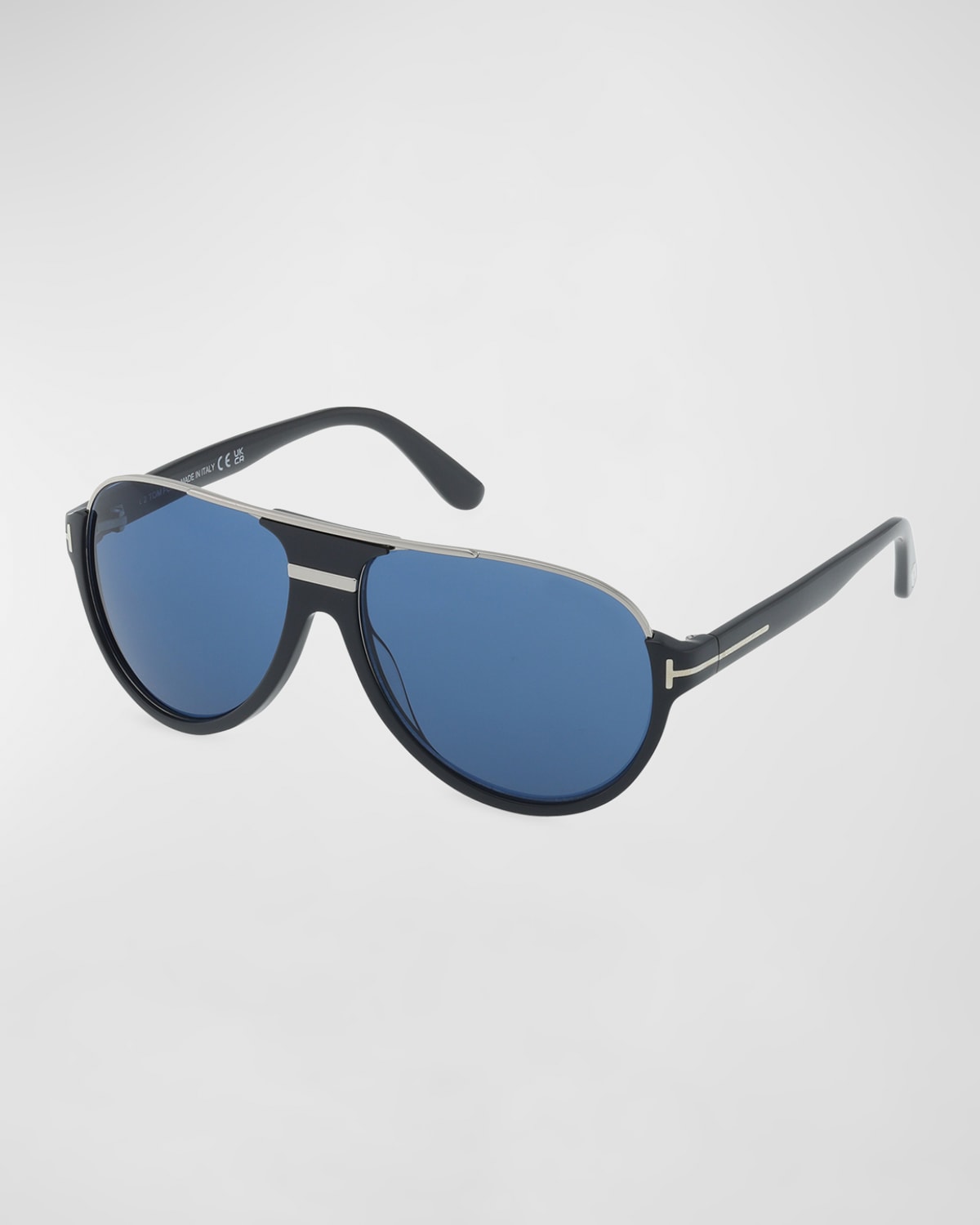 Shop Tom Ford Men's Polarized Acetate Sunglasses In Shiny Black Polarized Smoke