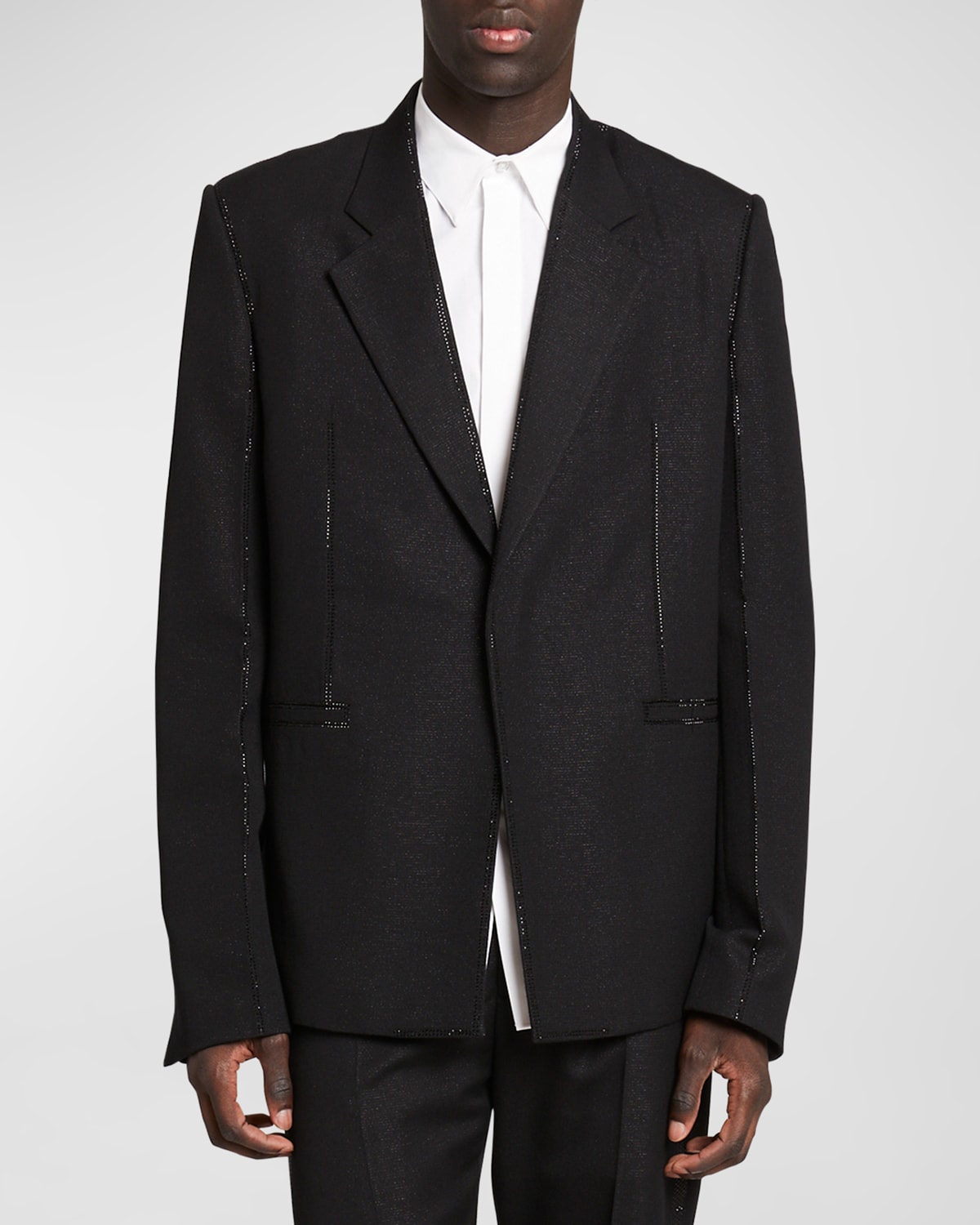 Givenchy Men's Dinner Jacket With Studded Edges In Medium Grey