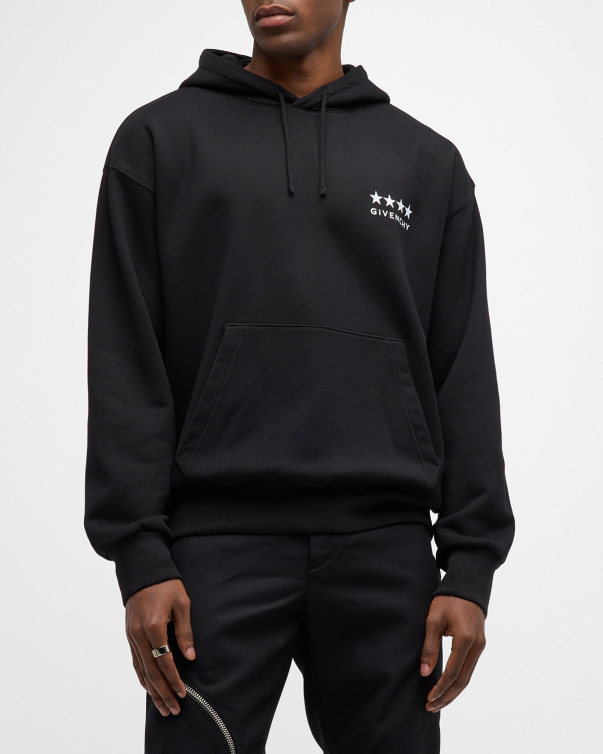 Shop Givenchy Men's 4g Stencil Boxy-fit Hoodie In Black