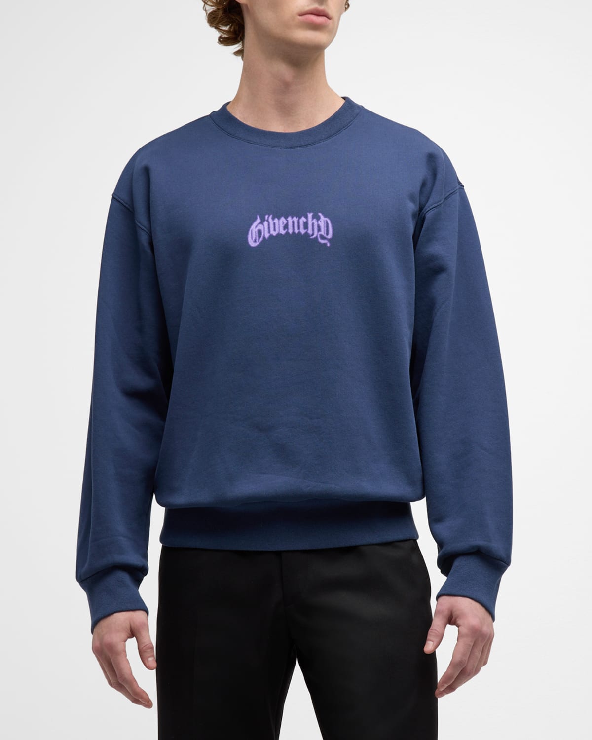 Shop Givenchy Men's Boxy Lightning Bolt Logo Sweatshirt In Deep Blue
