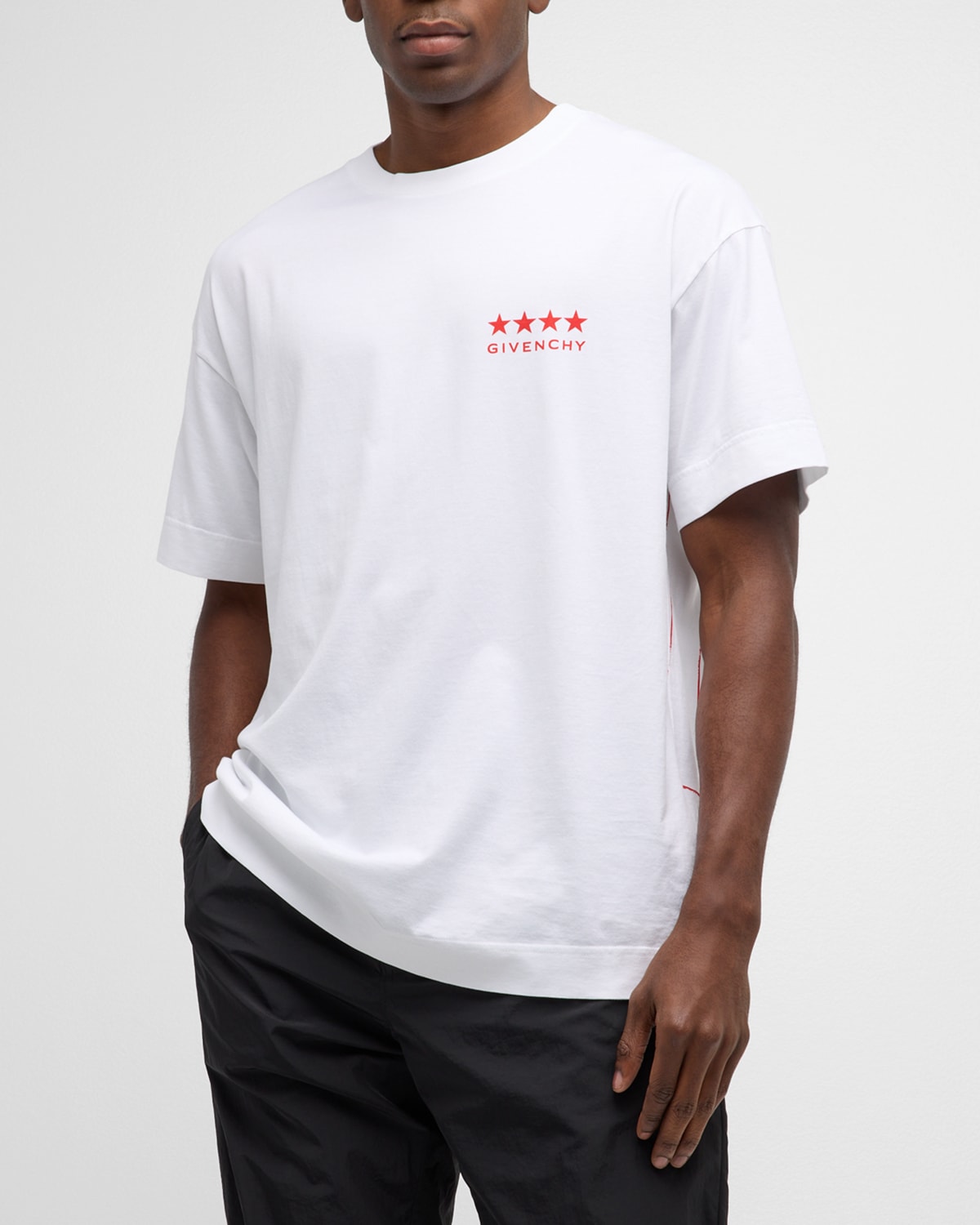Shop Givenchy Men's 4g Stencil-print T-shirt In White
