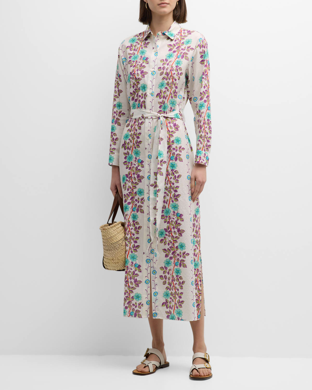 Etro Floral-print Maxi Dress Coverup In Print On White Ba