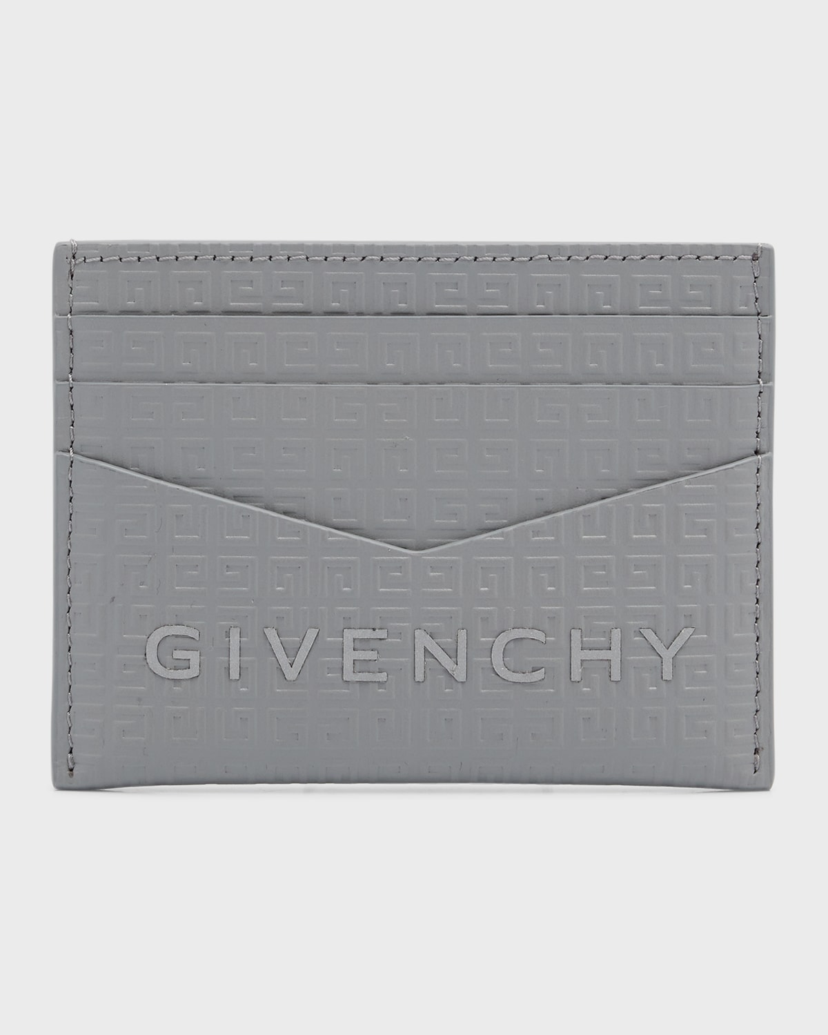 Shop Givenchy Men's 4g Embossed Leather Card Holder In Light Grey