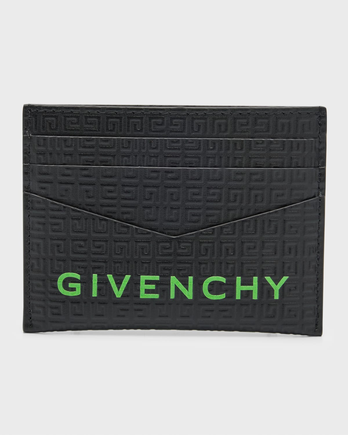 Shop Givenchy Men's 4g Embossed Leather Logo Card Holder In Blackgreen