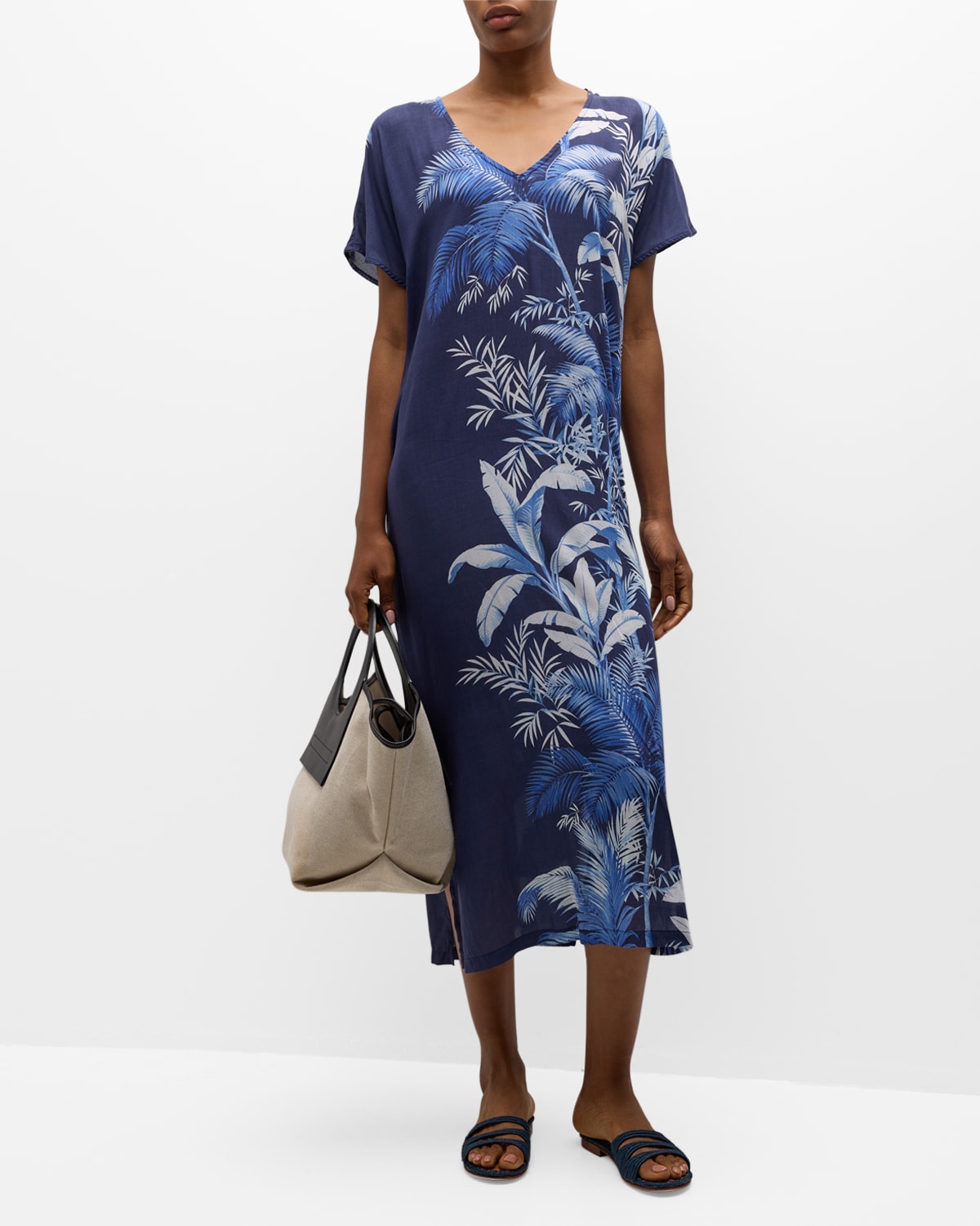 Shop Tommy Bahama Palmera Isle Caftan Coverup In Mare Navy