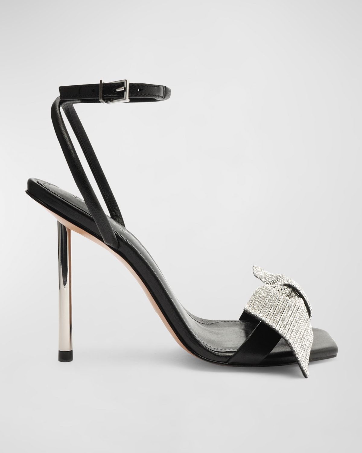 Shop Schutz Mila Crystal Bow Ankle-strap Sandals In Black