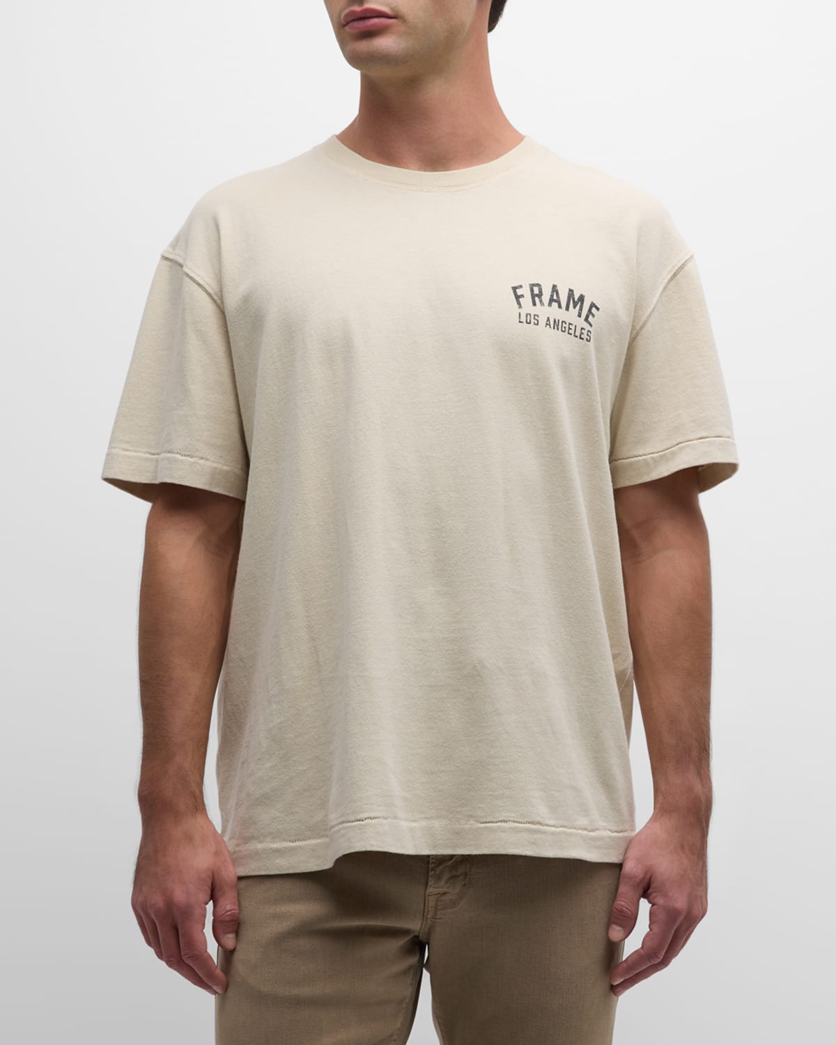 Shop Frame Men's Vintage Logo T-shirt In Washed Cream