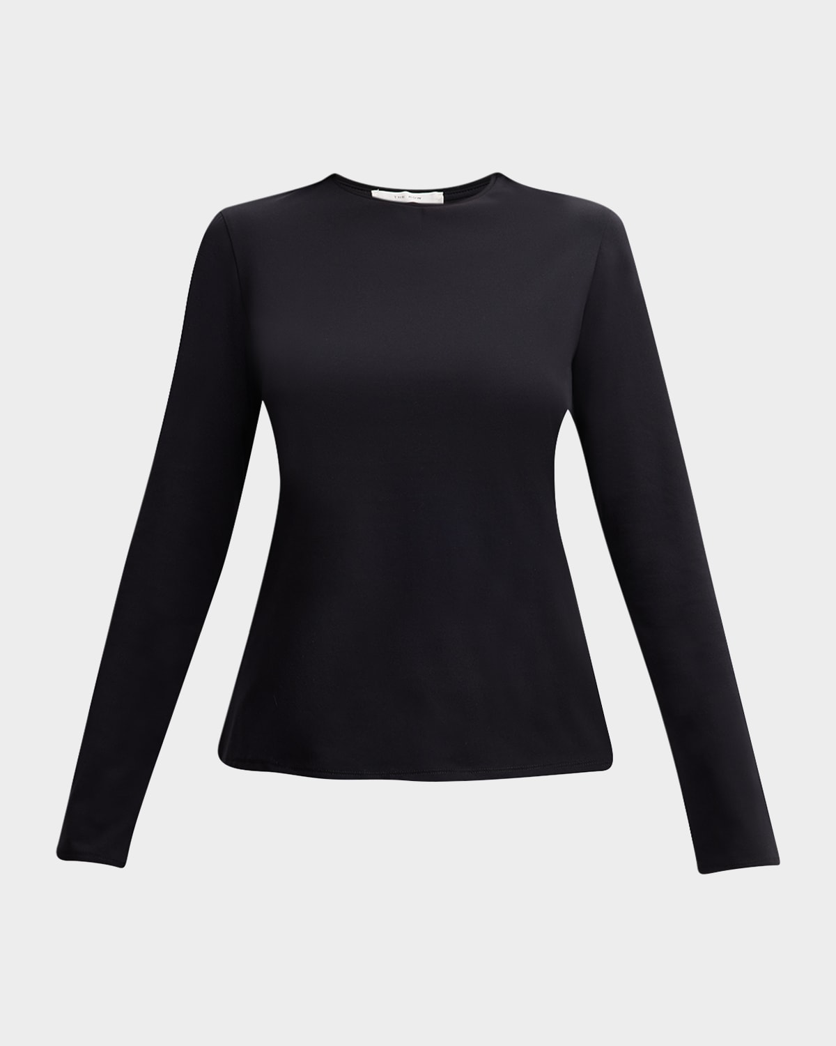 The Row Gather Detail Crewneck Cotton Top In Black