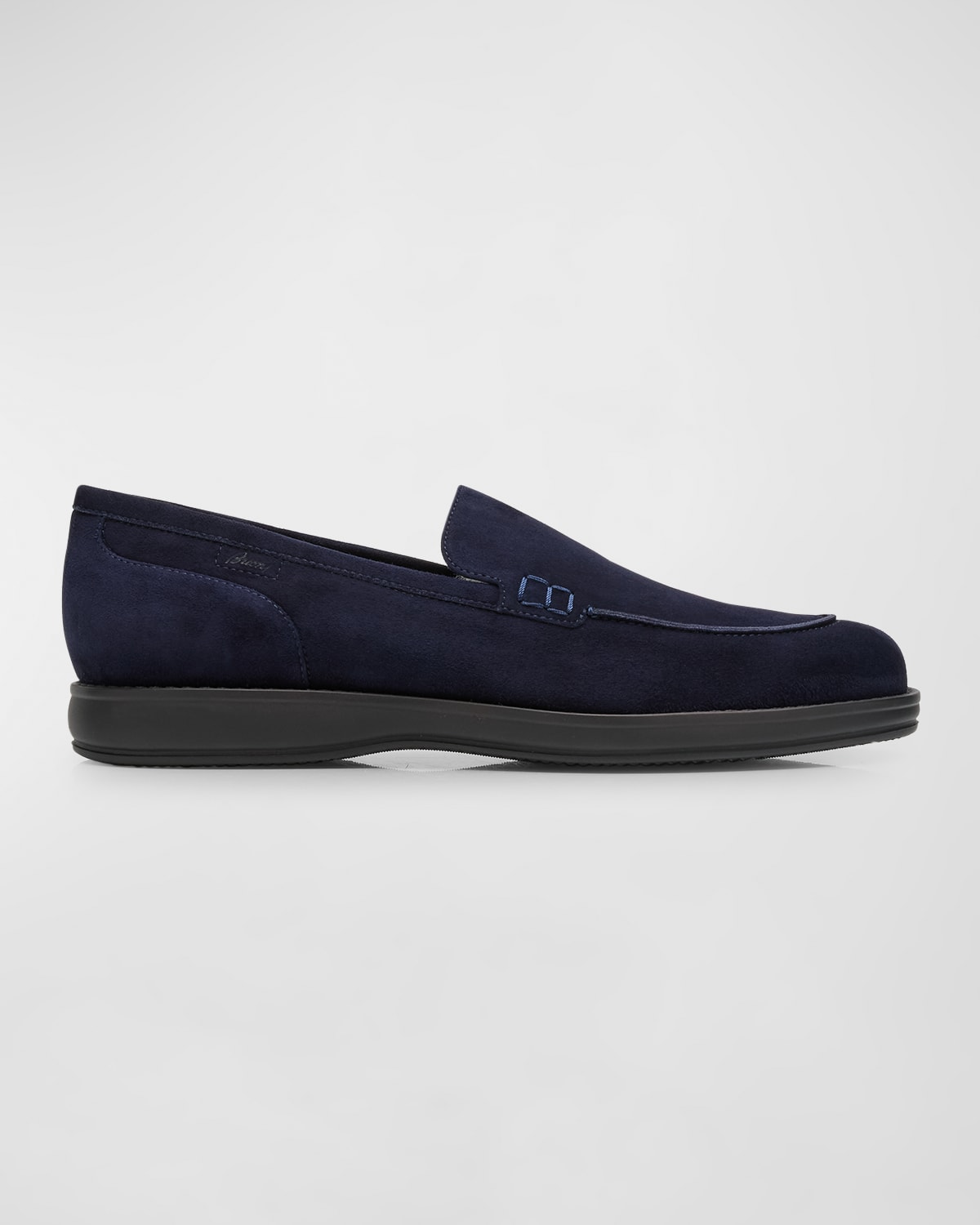 Shop Brioni Men's York Suede Loafers In Midnight Blue
