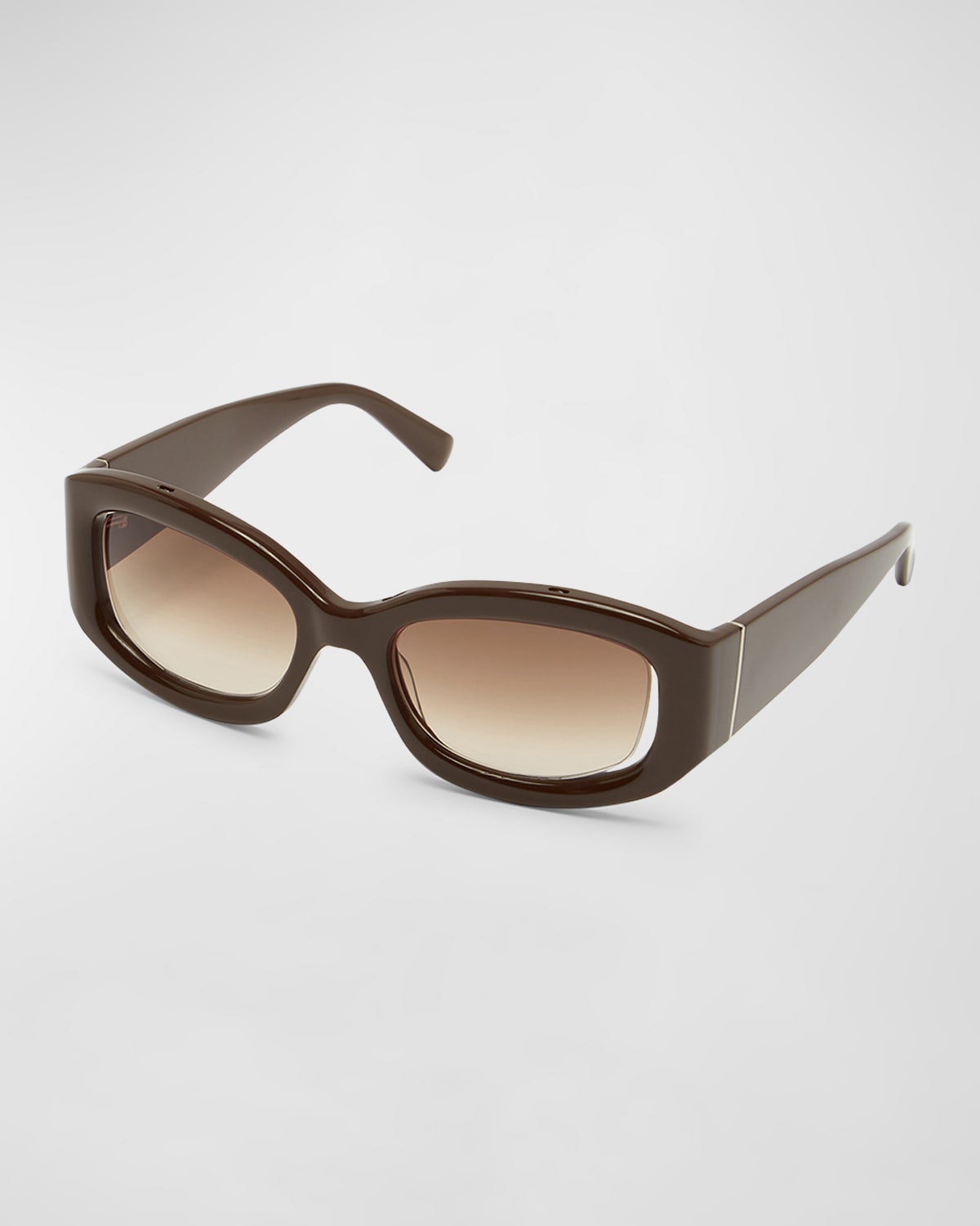 Christopher Esber Davies Cut-out Acetate Rectangle Sunglasses In Havana