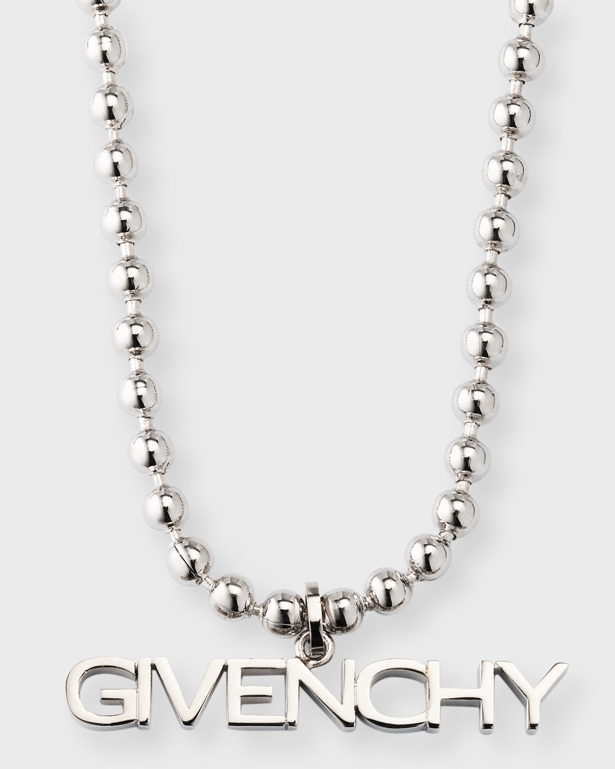 Givenchy Men's Logo Lettering Ball Chain Necklace In Gray