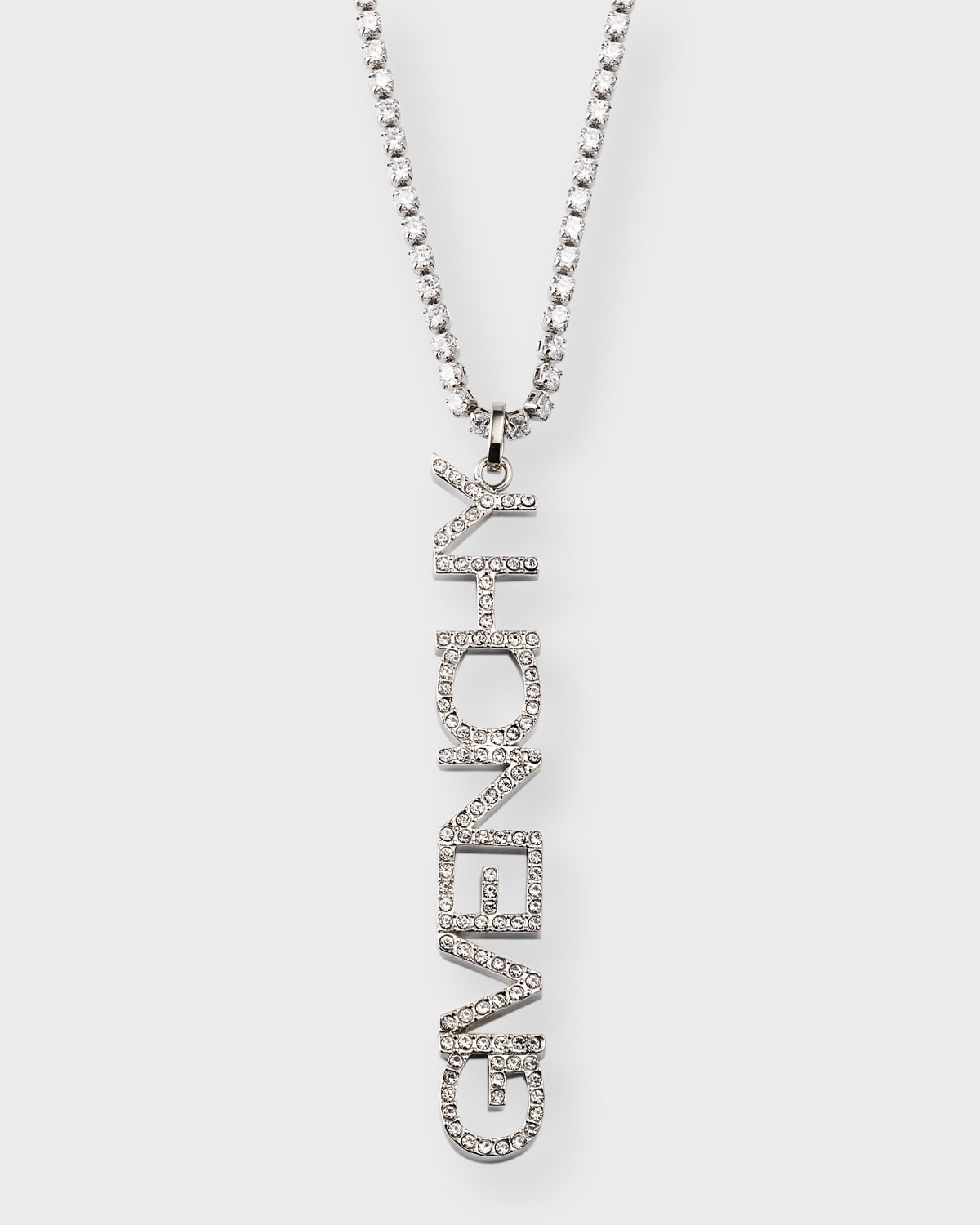 Givenchy Men's Crystal Logo Lettering Pendant Necklace In 040 Silvery