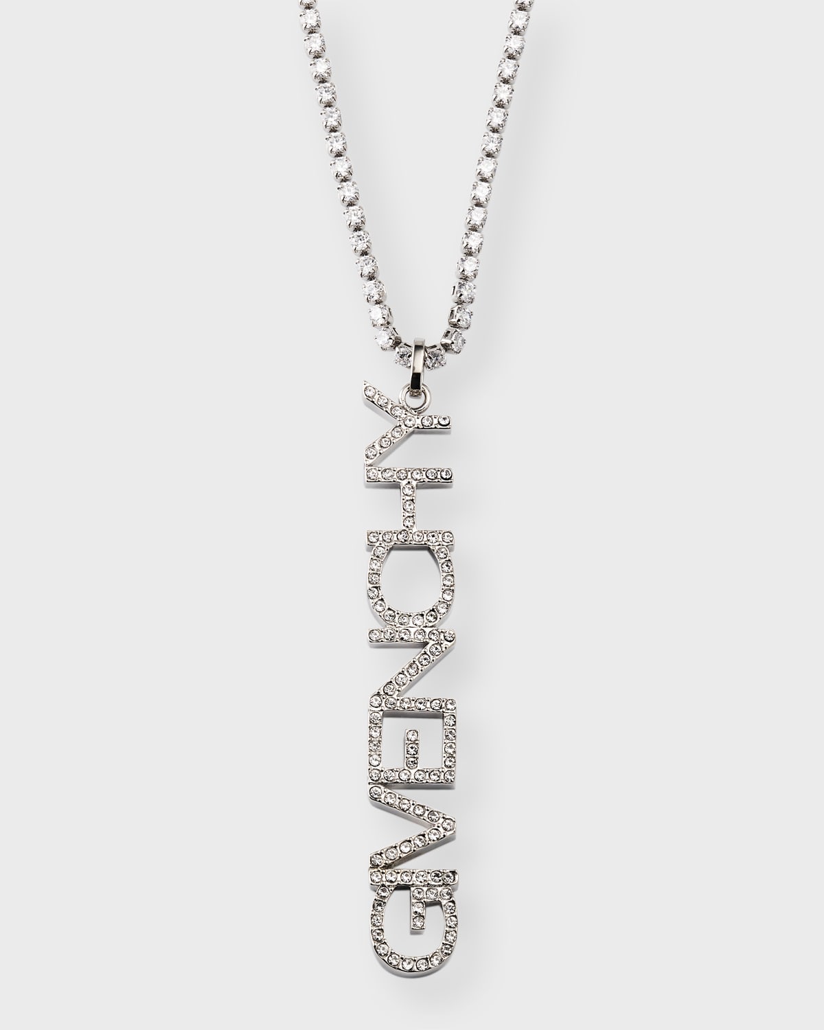 Men's Crystal Logo Lettering Pendant Necklace