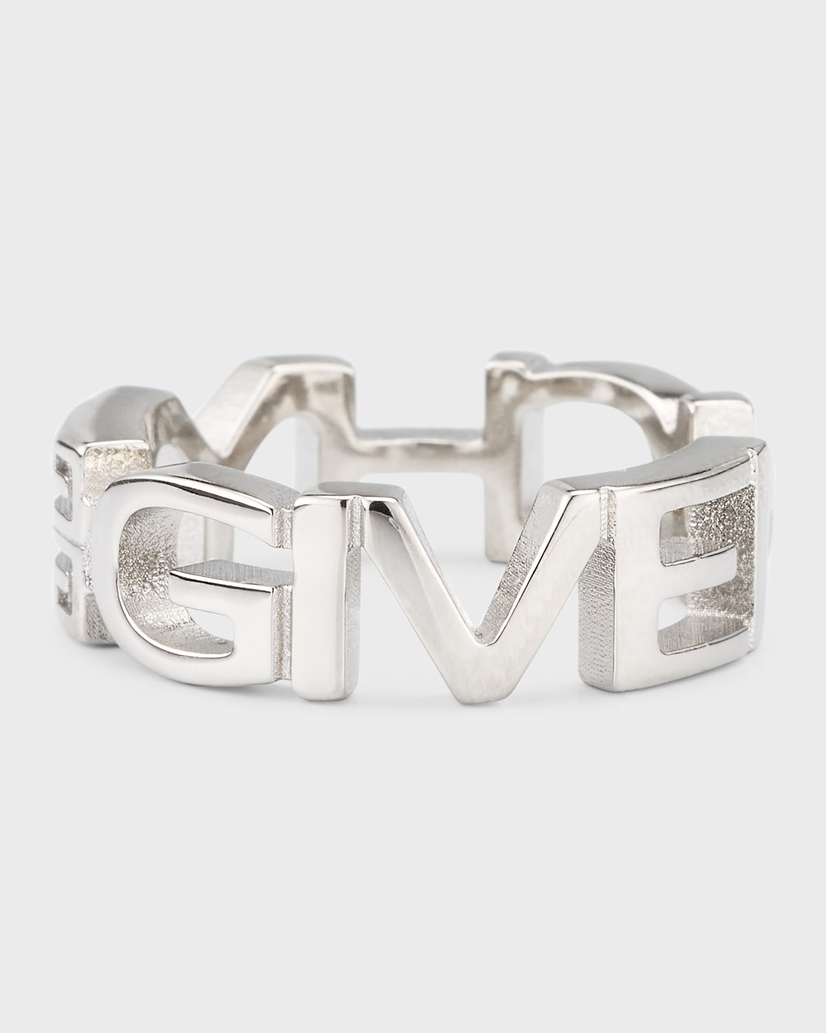 Men's Logo Letters Silvery Band Ring