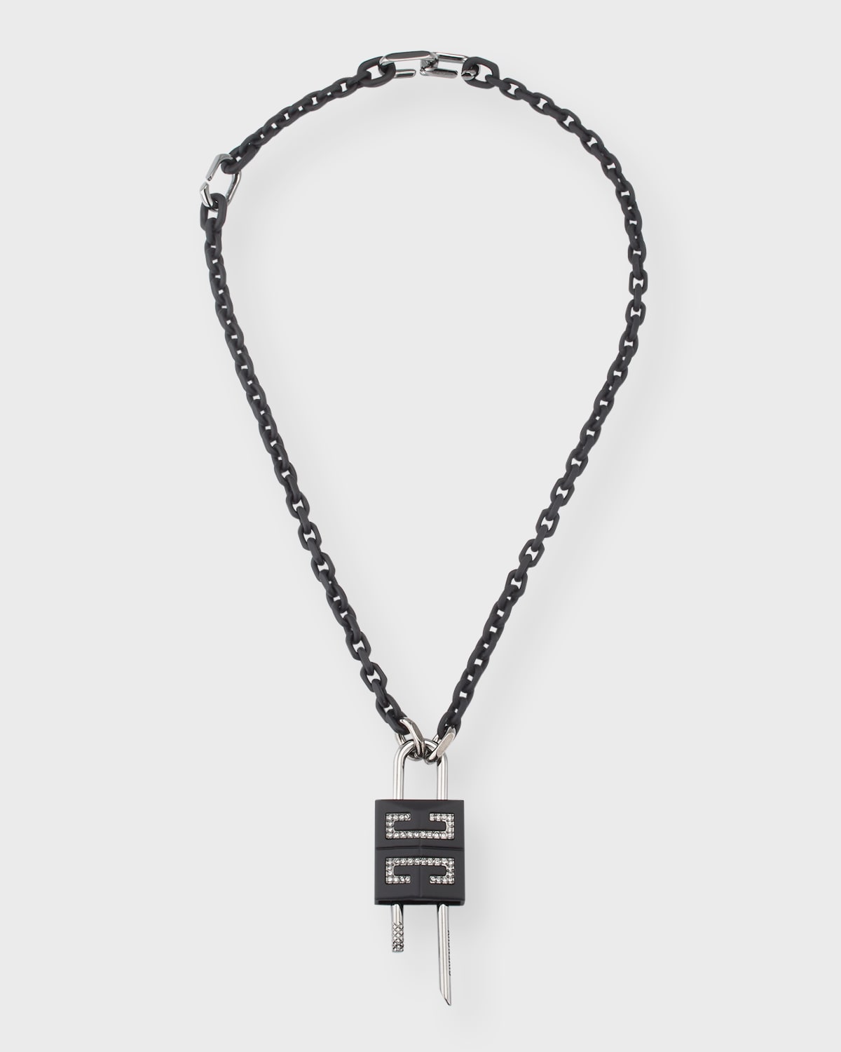 Shop Givenchy Men's Small 4g Crystal Lock Pendant Necklace In 008 Black Silvery