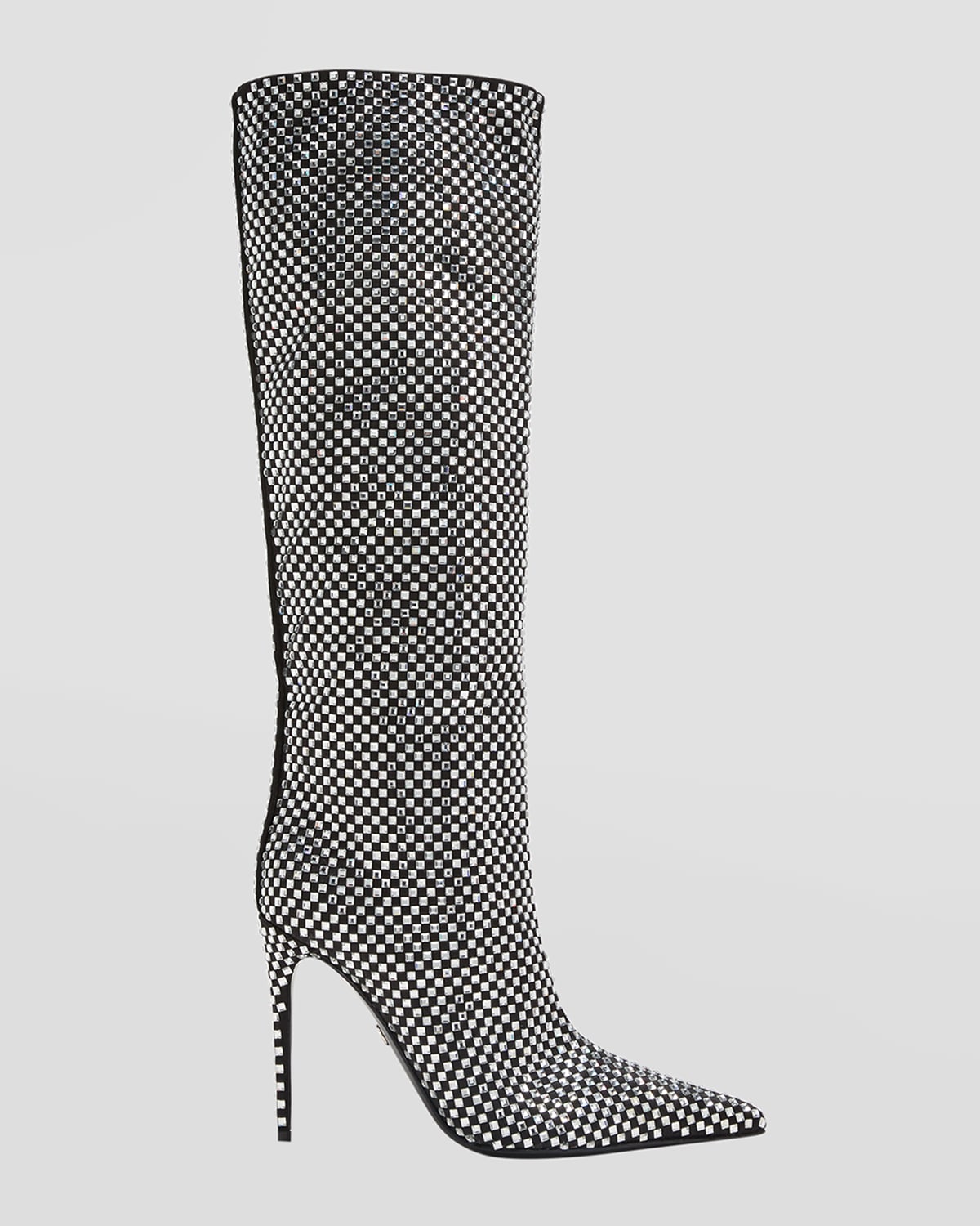 Dolce & Gabbana Strass Silk Tall Stiletto Boots In 8s488 Nero