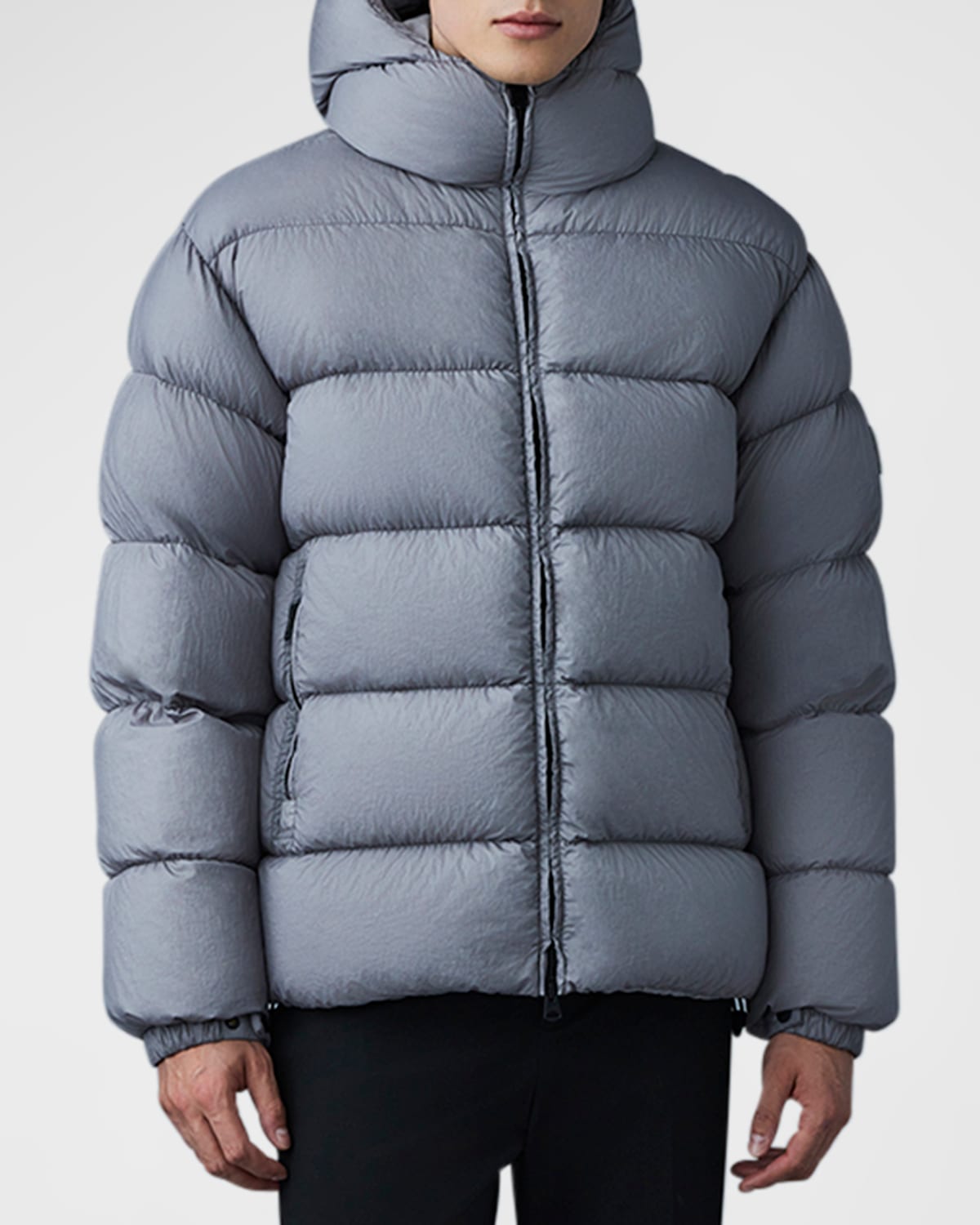 Shop Mackage Men's Adelmo-lc Soft Crinkle Down Jacket In Light Grey