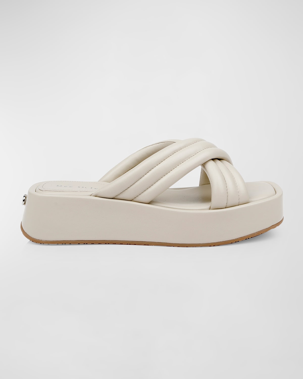 Dee Ocleppo Sicily Crisscross Leather Flatform Sandals In Chalk