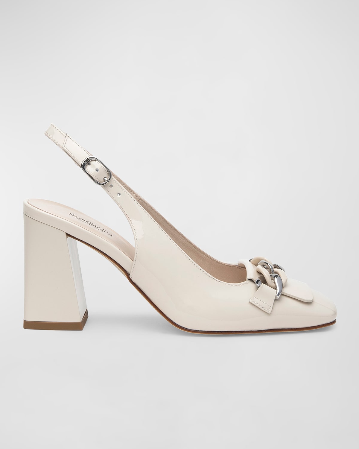 Patent Chain Slingback Pumps