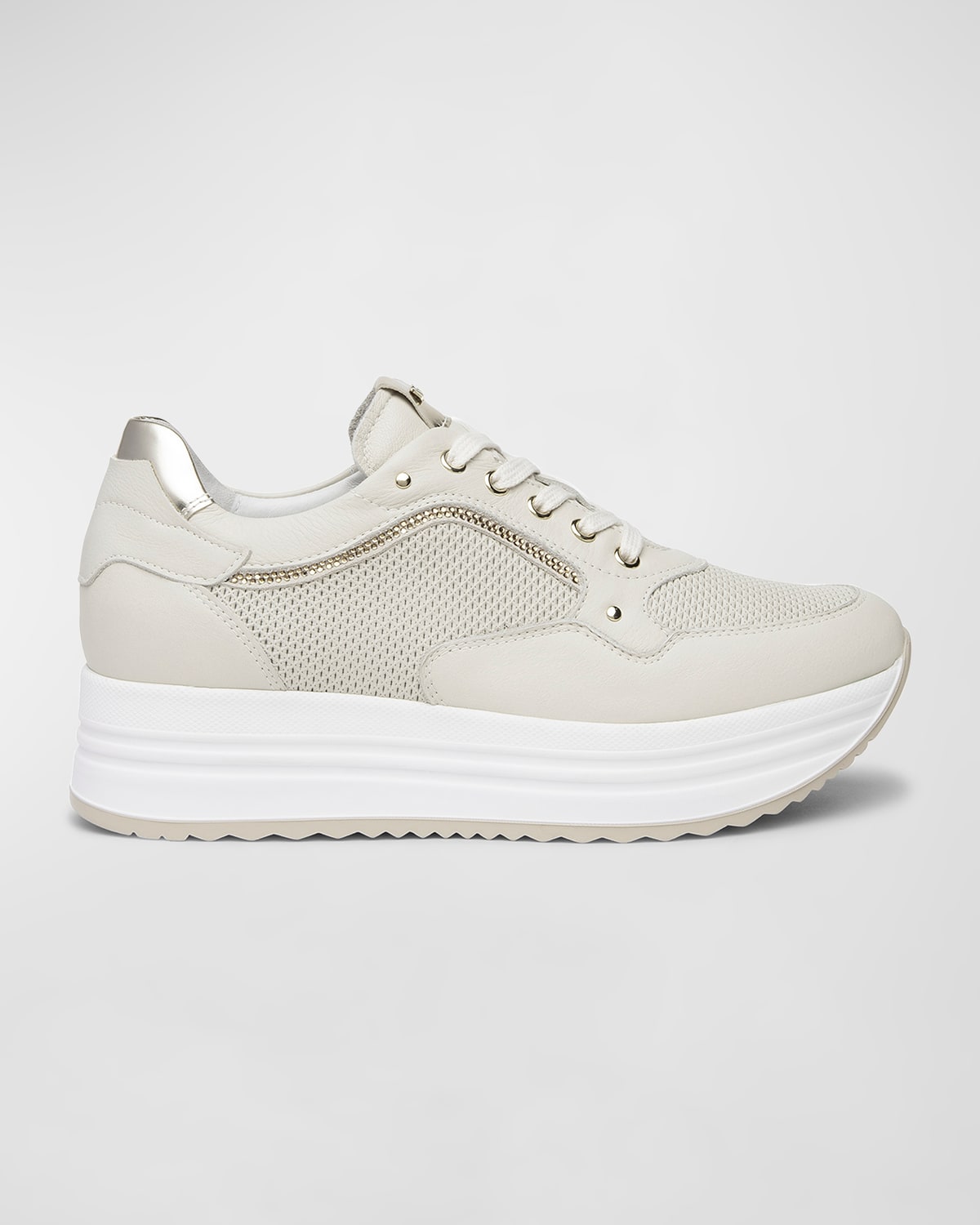 Perforated Leather Platform Sneakers