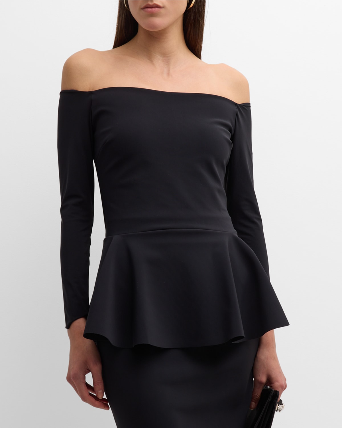 Chiara Boni La Petite Robe Off-shoulder Peplum Sheath Midi Dress In Black