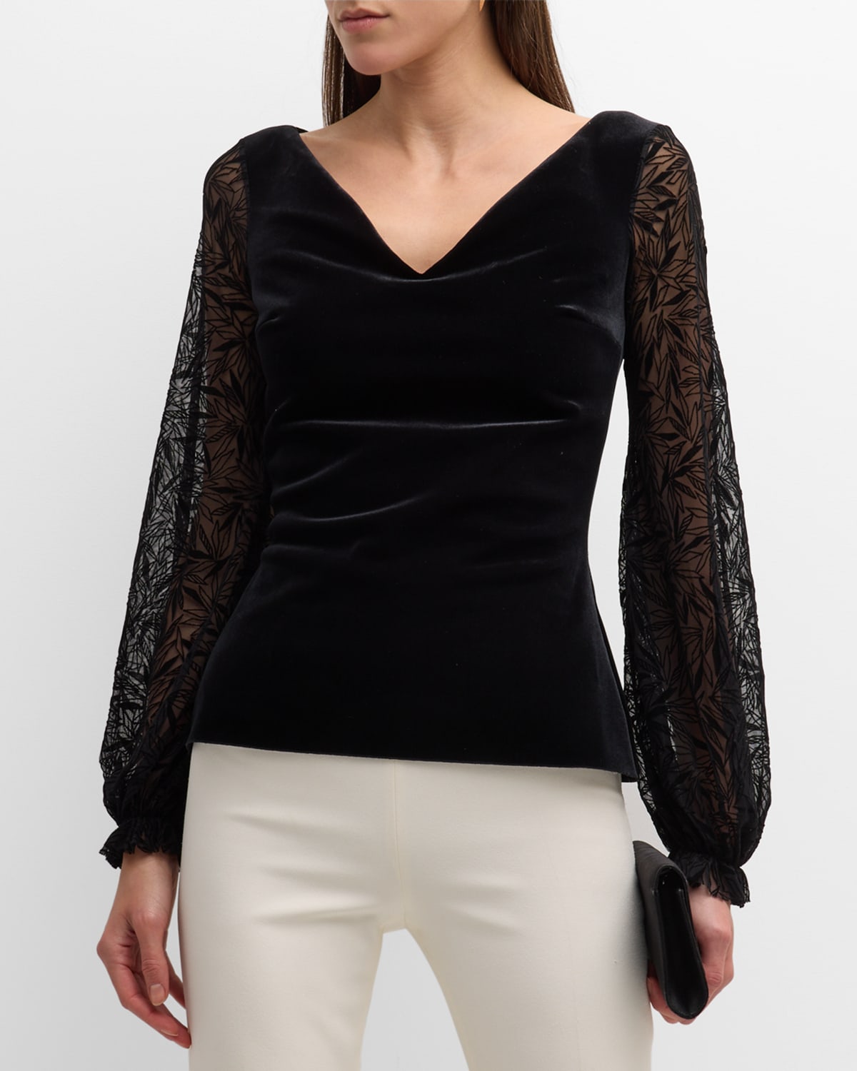 Chiara Boni La Petite Robe Women's Loghteka Lace-trim Velvet Top In Black