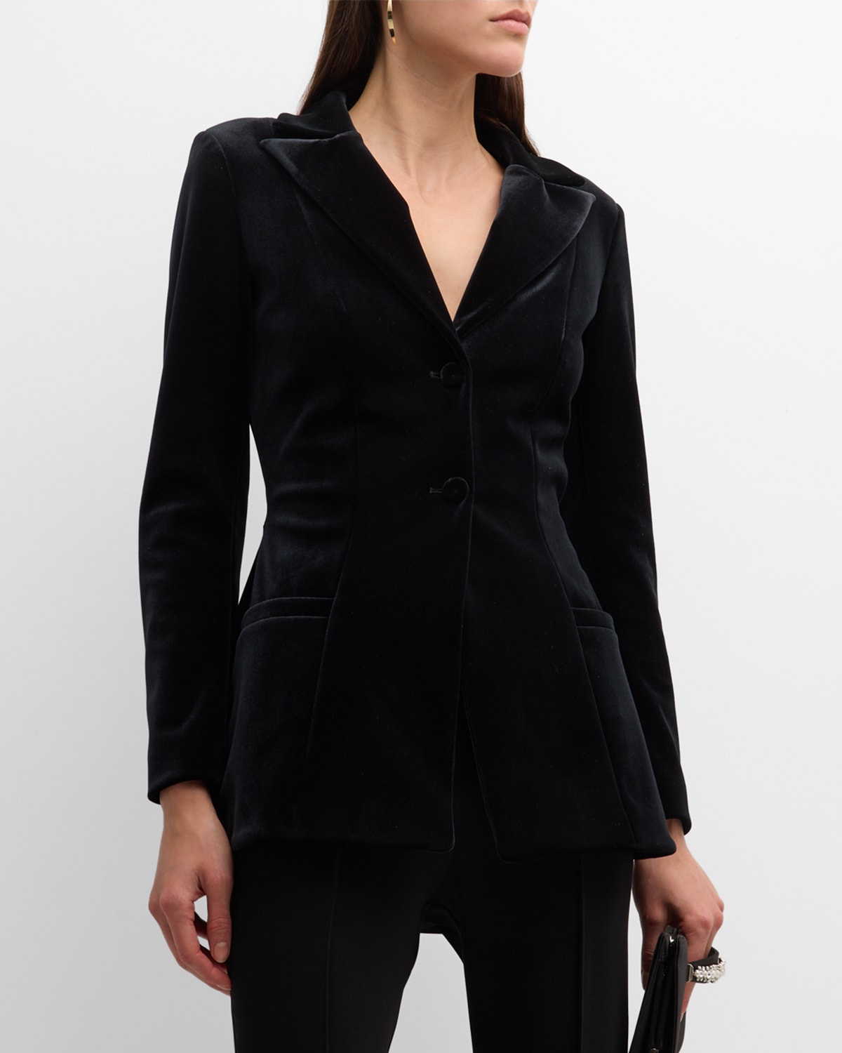 Shop Chiara Boni La Petite Robe Valona Single-breasted Velvet & Lace Jacket In Black