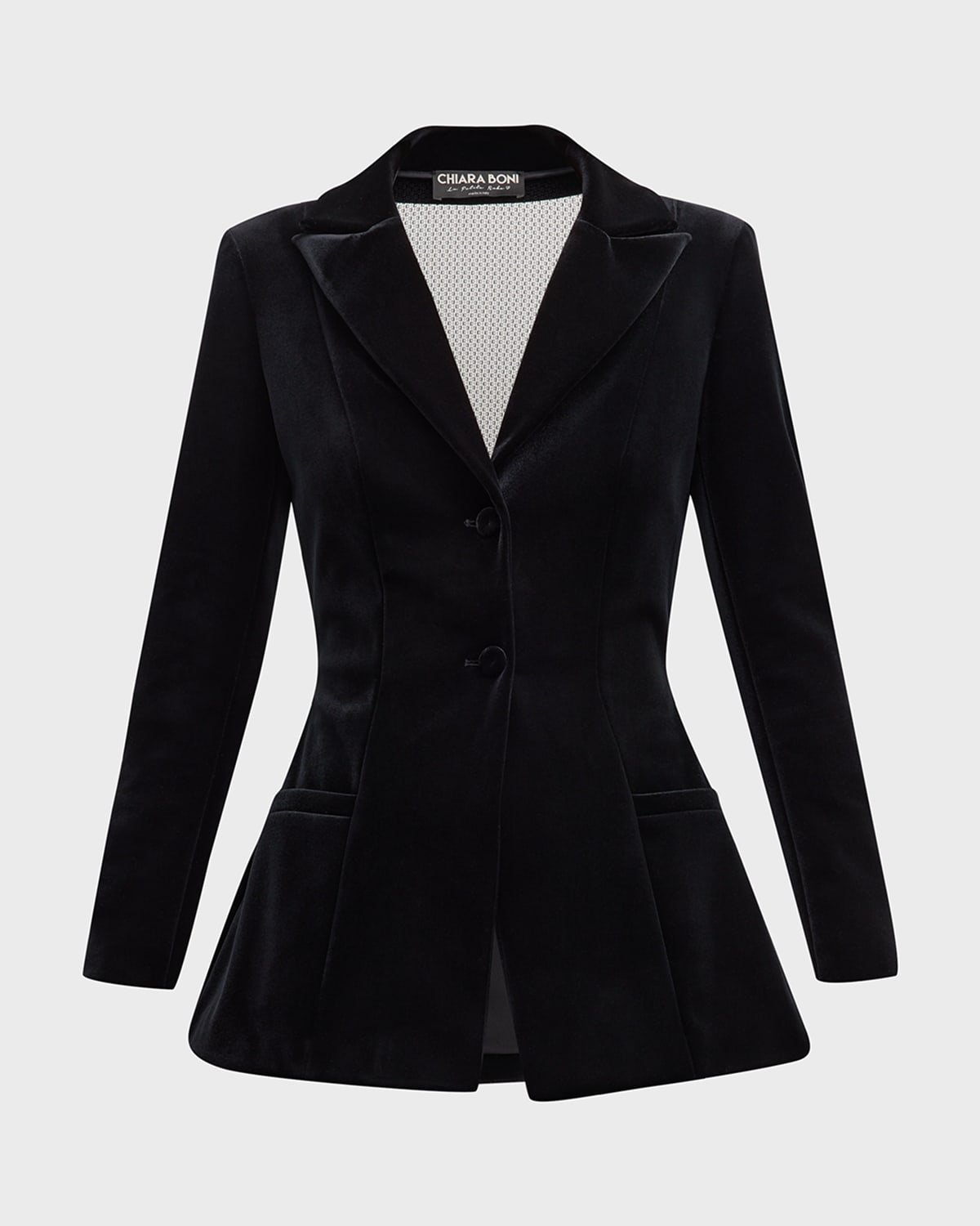 Valona Single-Breasted Velvet & Lace Jacket