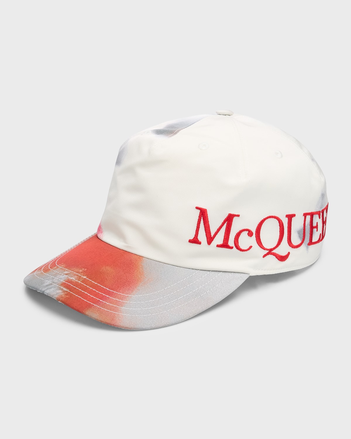 Alexander Mcqueen Men's Obscured Flower Logo Baseball Cap In White And Red