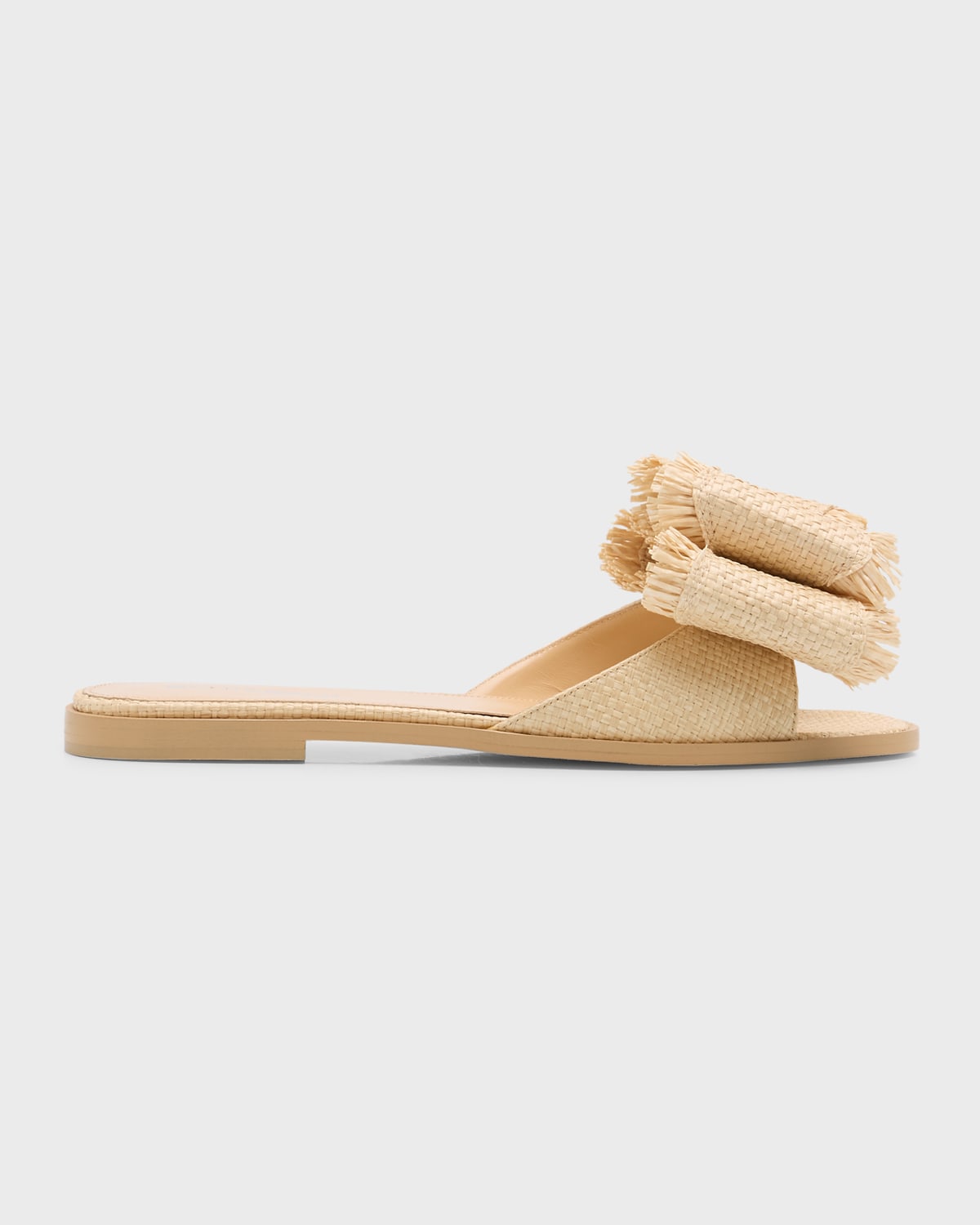 Cadeau Raffia Bow Flat Slide Sandals